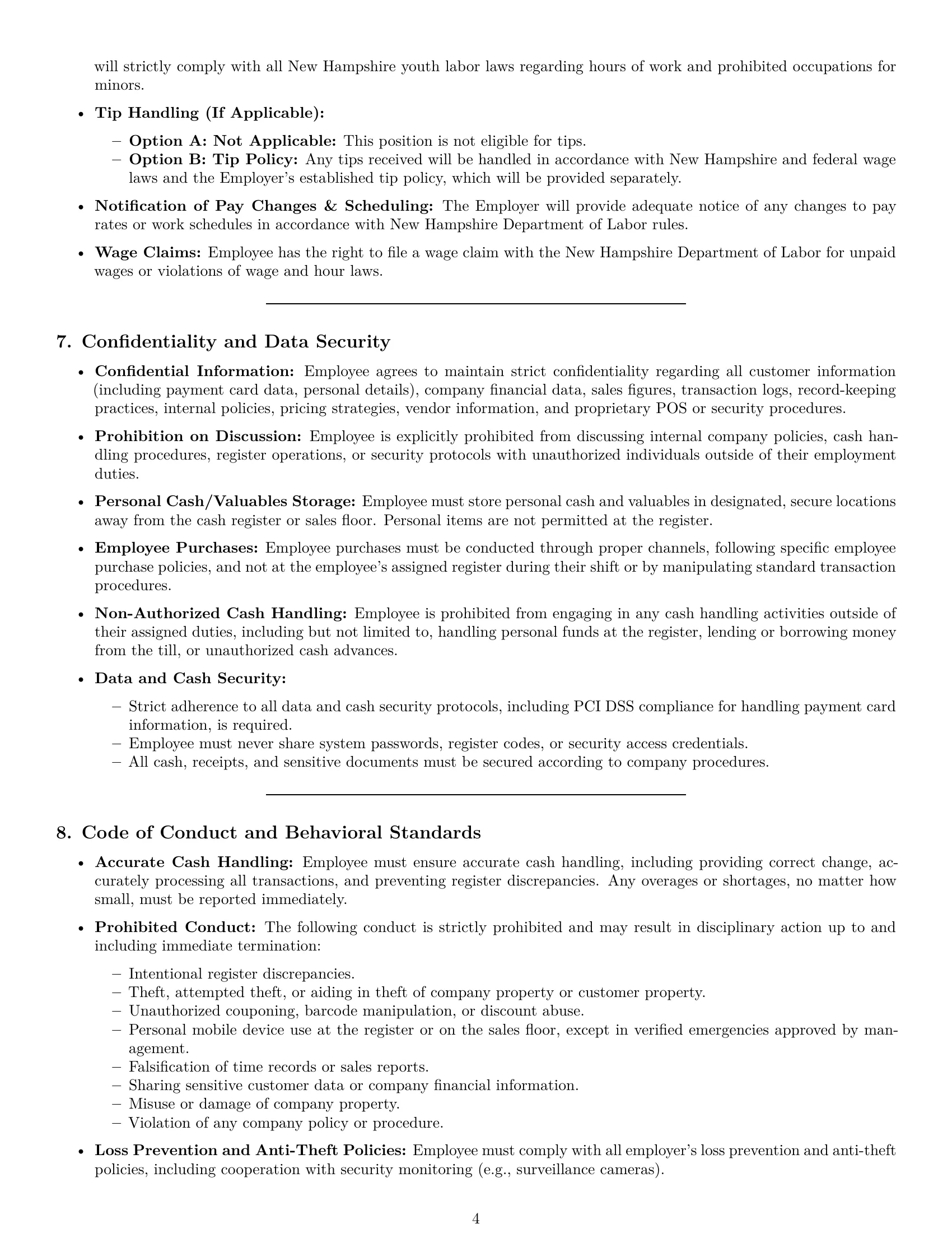 Preview page 4 of Pro New Hampshire cashier employment contract template