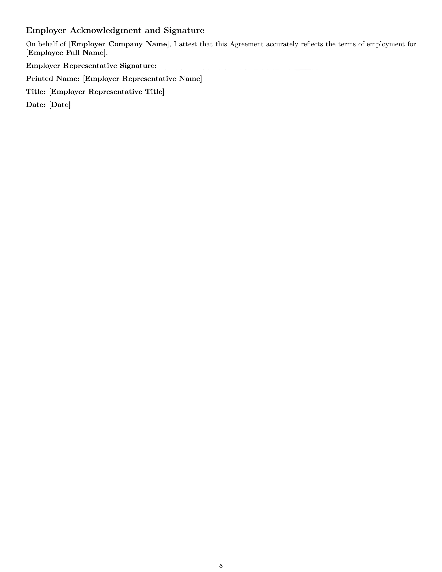 Preview page 8 of Pro New Hampshire cashier employment contract template