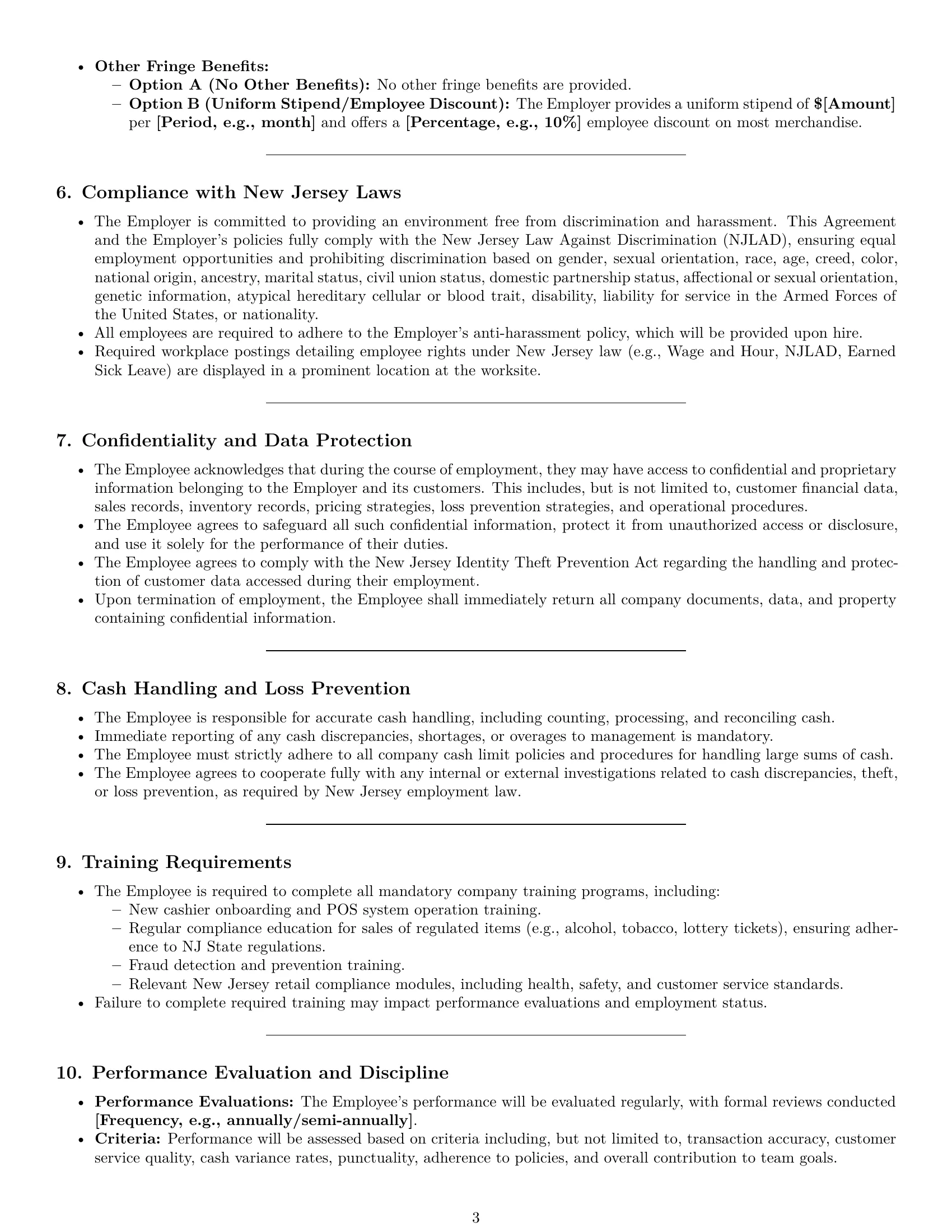 Preview page 3 of Pro New Jersey cashier employment contract template