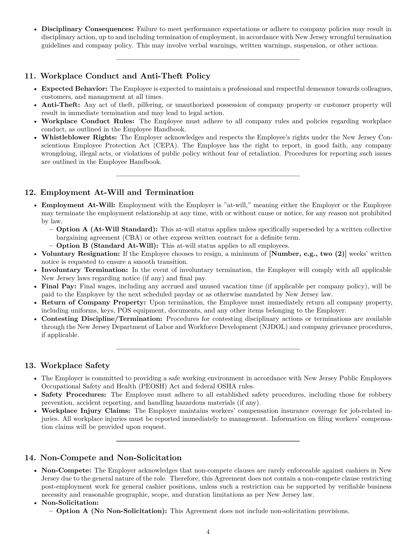 Preview page 4 of Pro New Jersey cashier employment contract template