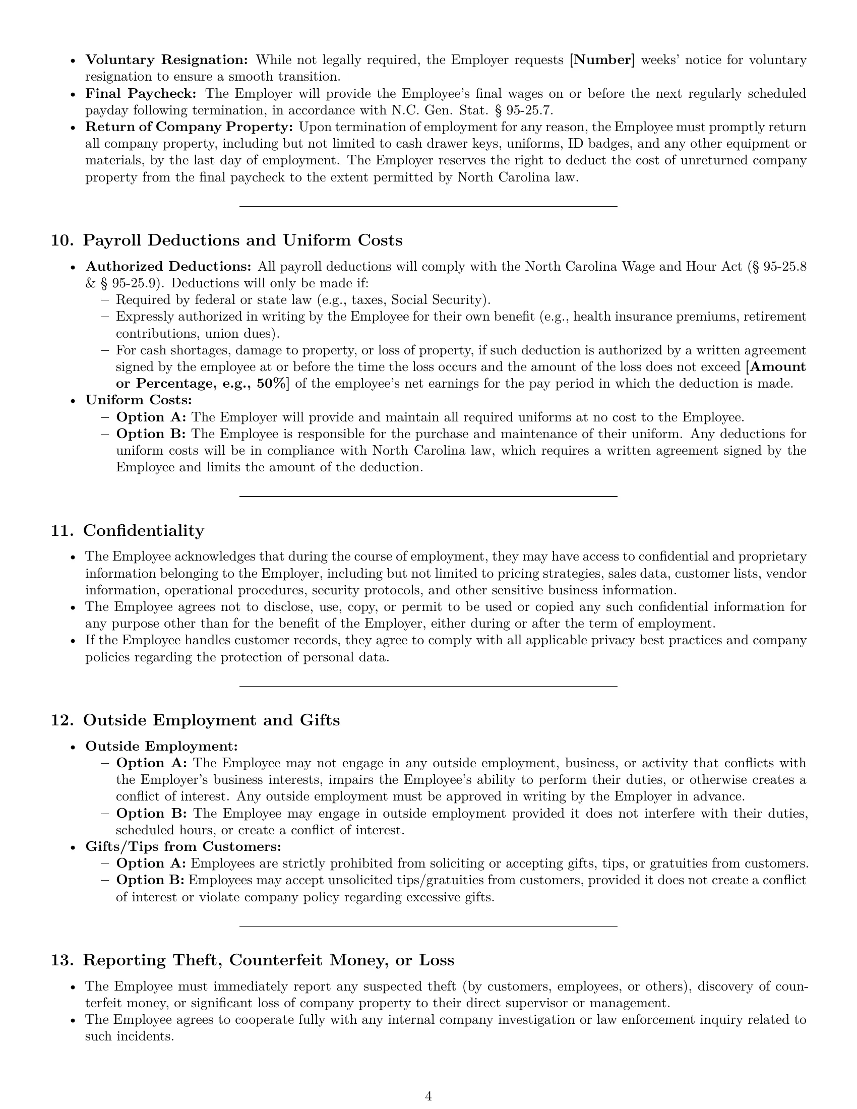 Preview page 4 of Pro North Carolina cashier employment contract template