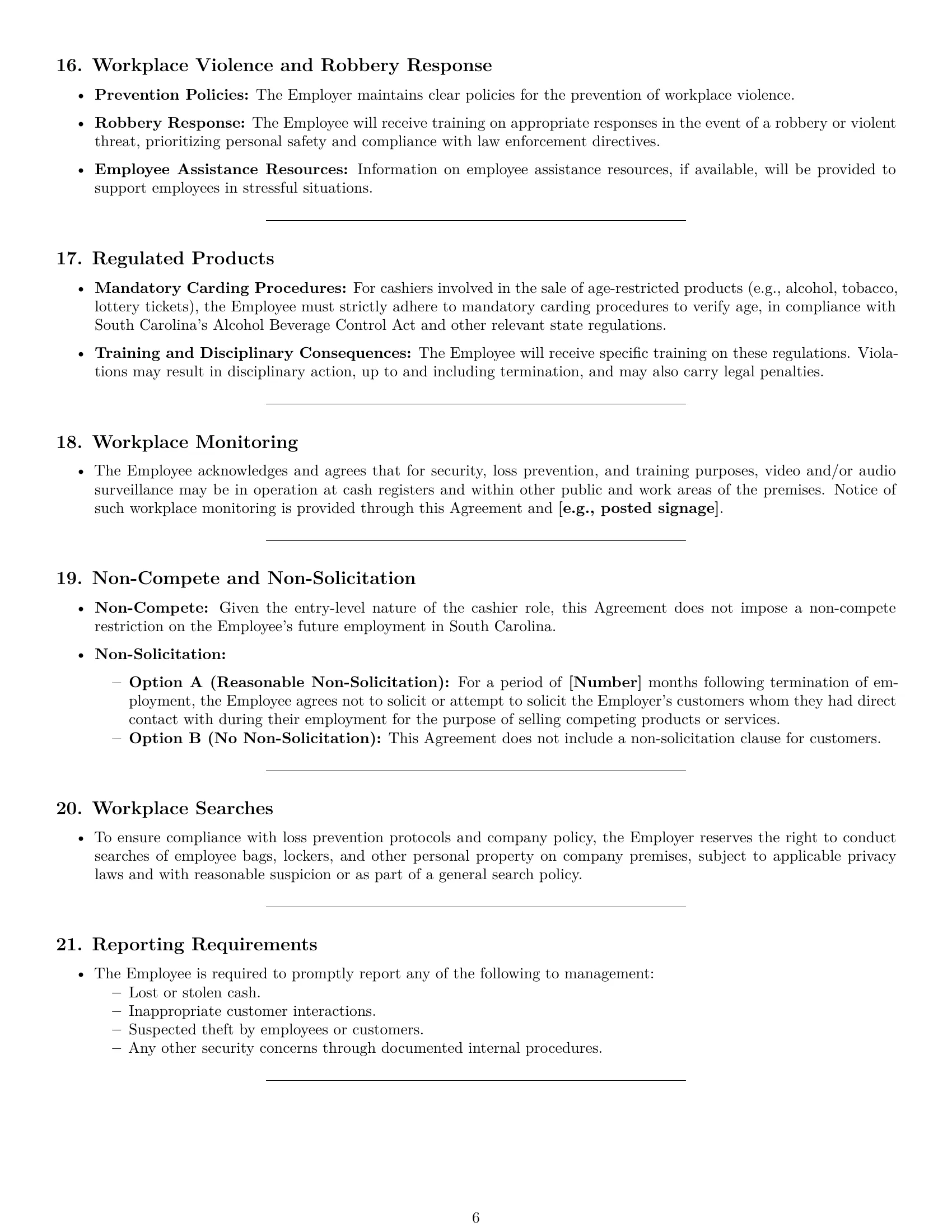 Preview page 6 of Pro South Carolina cashier employment contract template