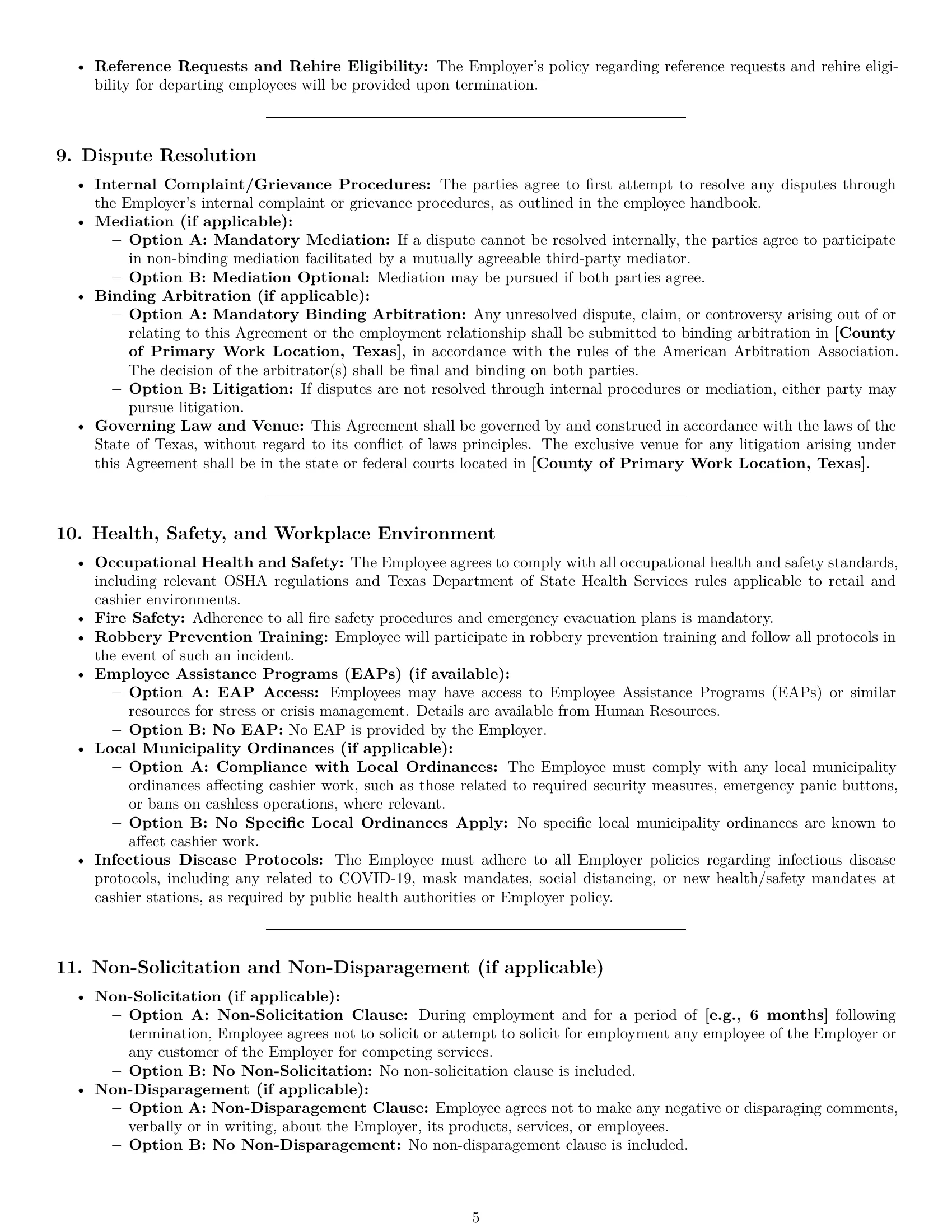 Preview page 5 of Pro Texas cashier employment contract template