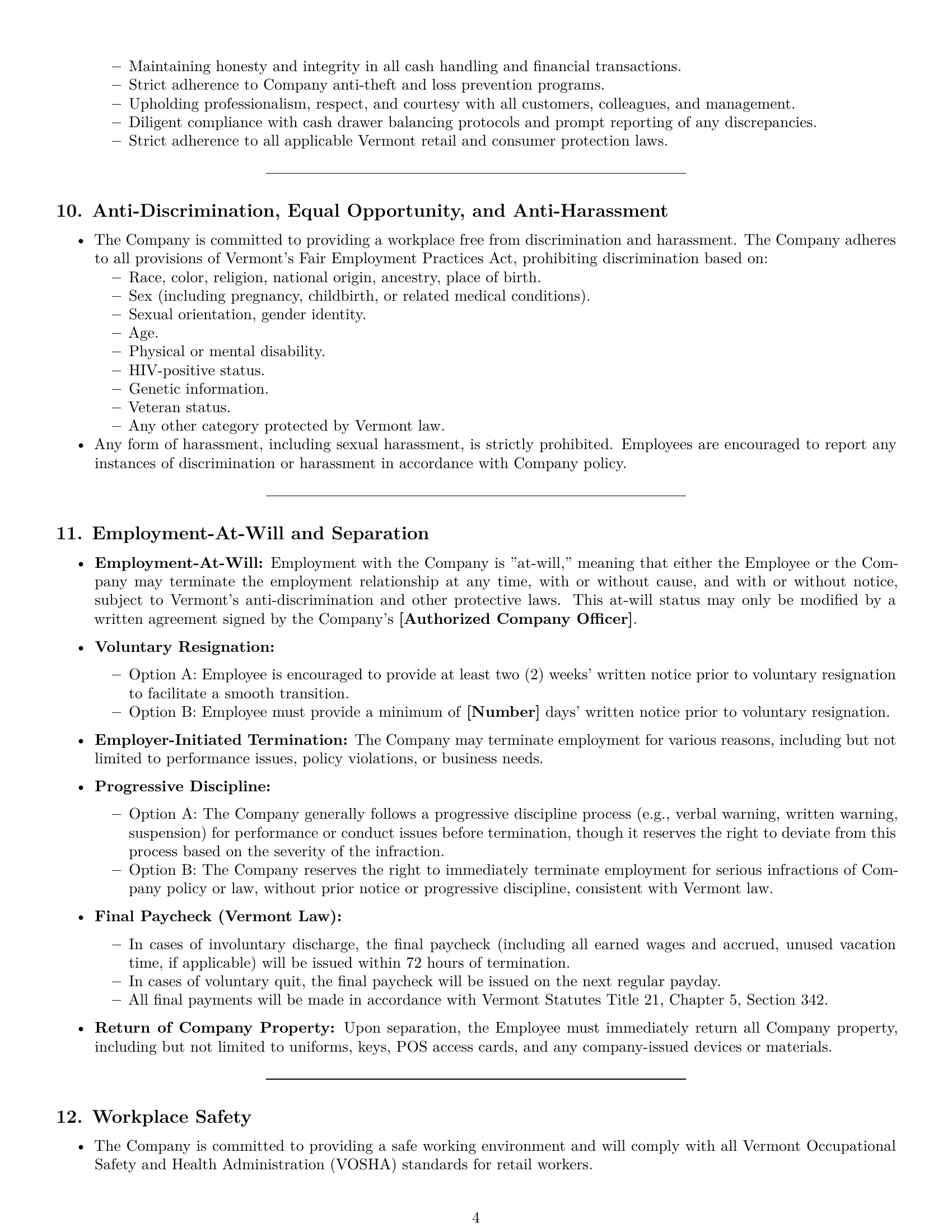 Preview page 4 of Pro Vermont cashier employment contract template