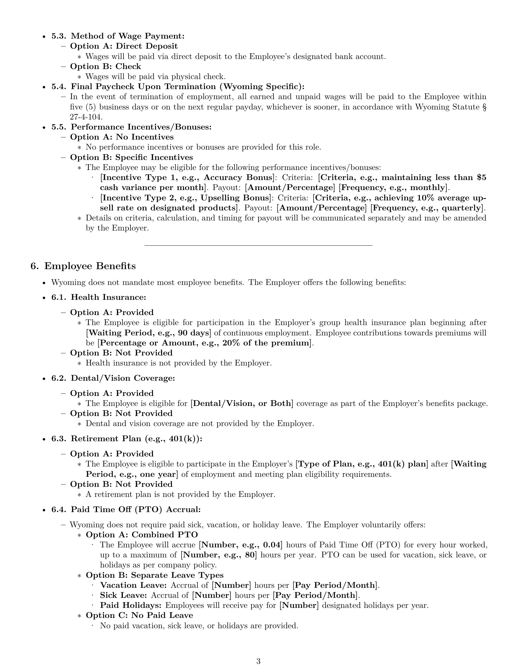 Preview page 3 of Pro Wyoming cashier employment contract template