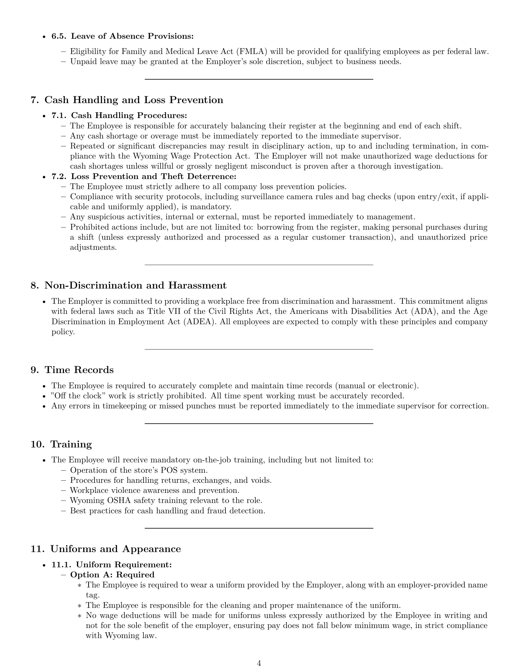 Preview page 4 of Pro Wyoming cashier employment contract template