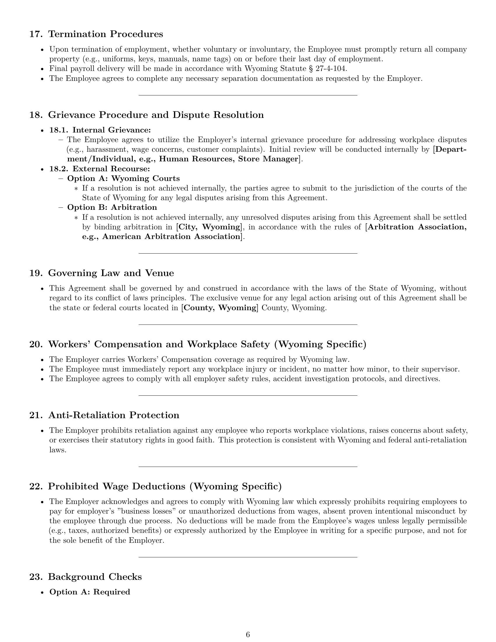 Preview page 6 of Pro Wyoming cashier employment contract template