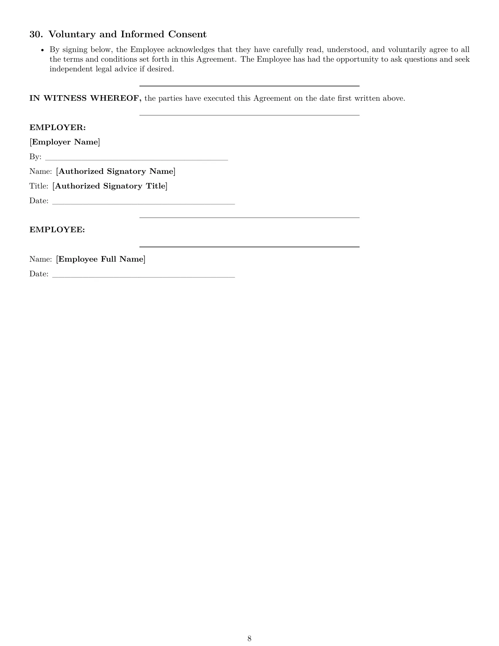 Preview page 8 of Pro Wyoming cashier employment contract template
