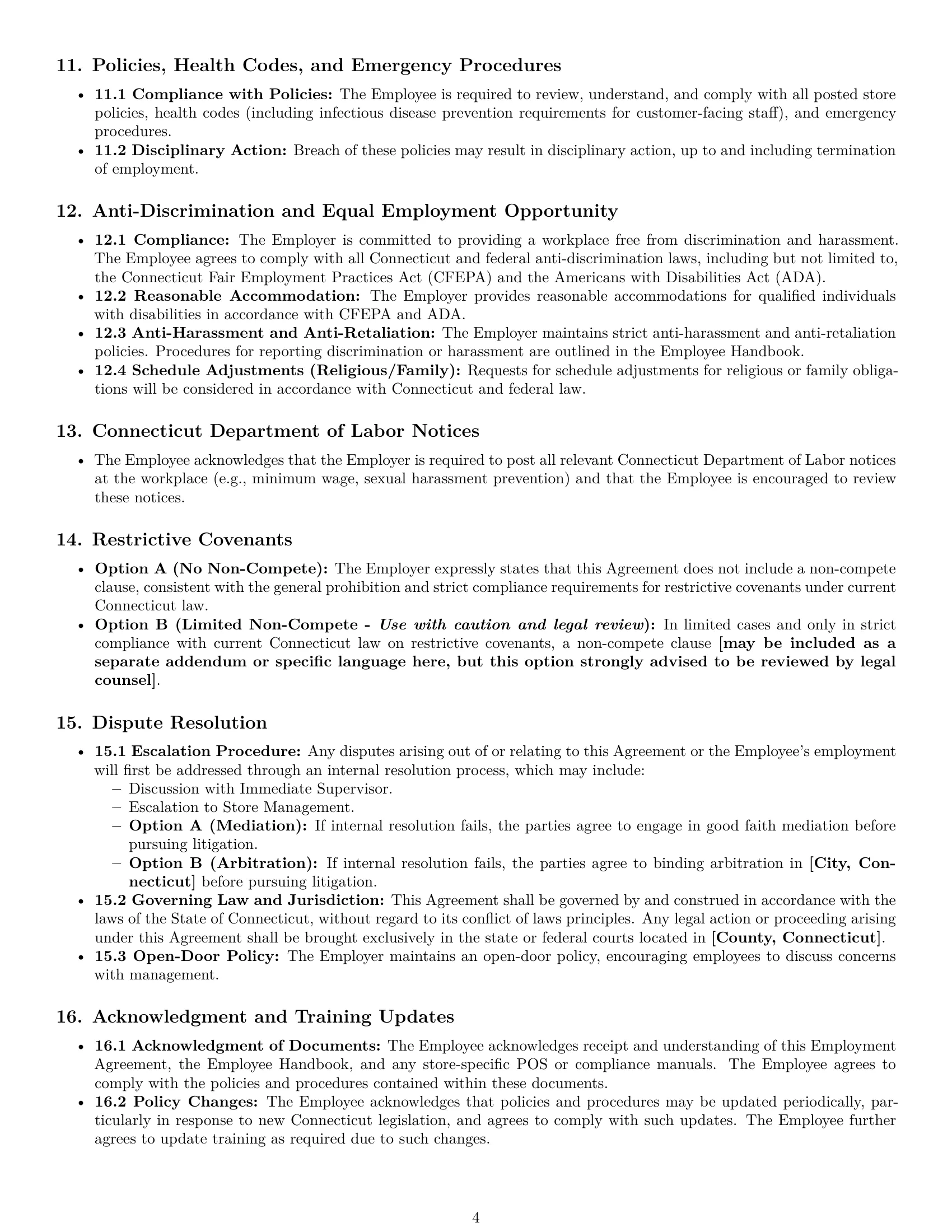 Preview page 4 of Pro Connecticut cashier employment contract template