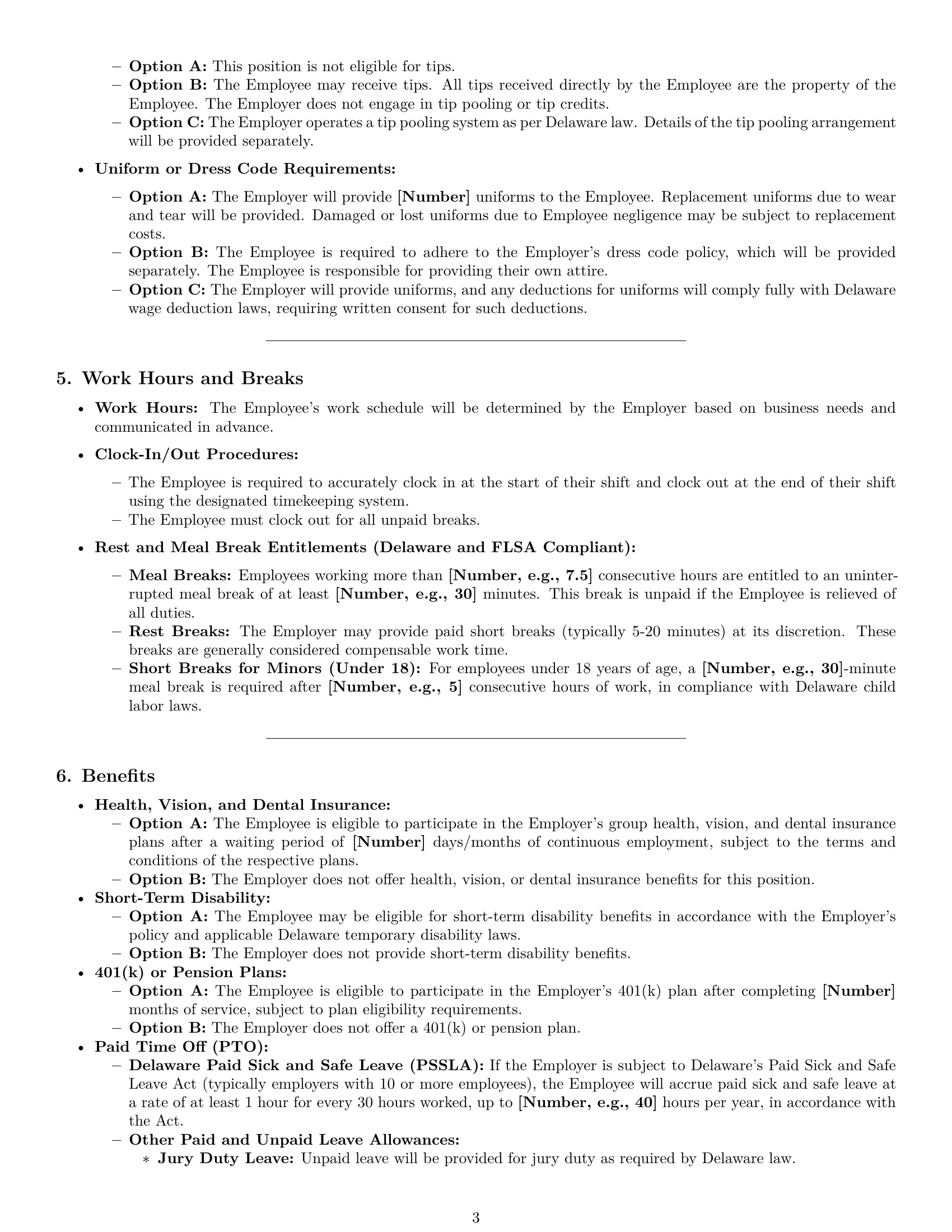 Preview page 3 of Pro Delaware cashier employment contract template