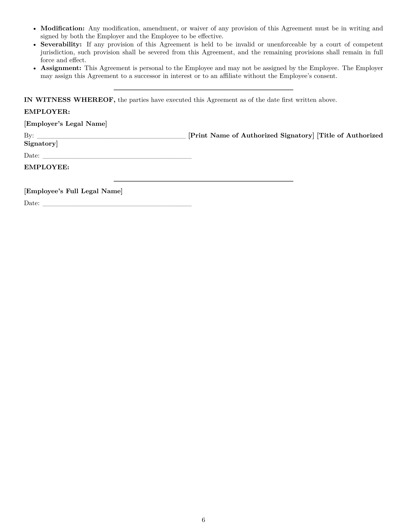 Preview page 6 of Pro Florida cashier employment contract template