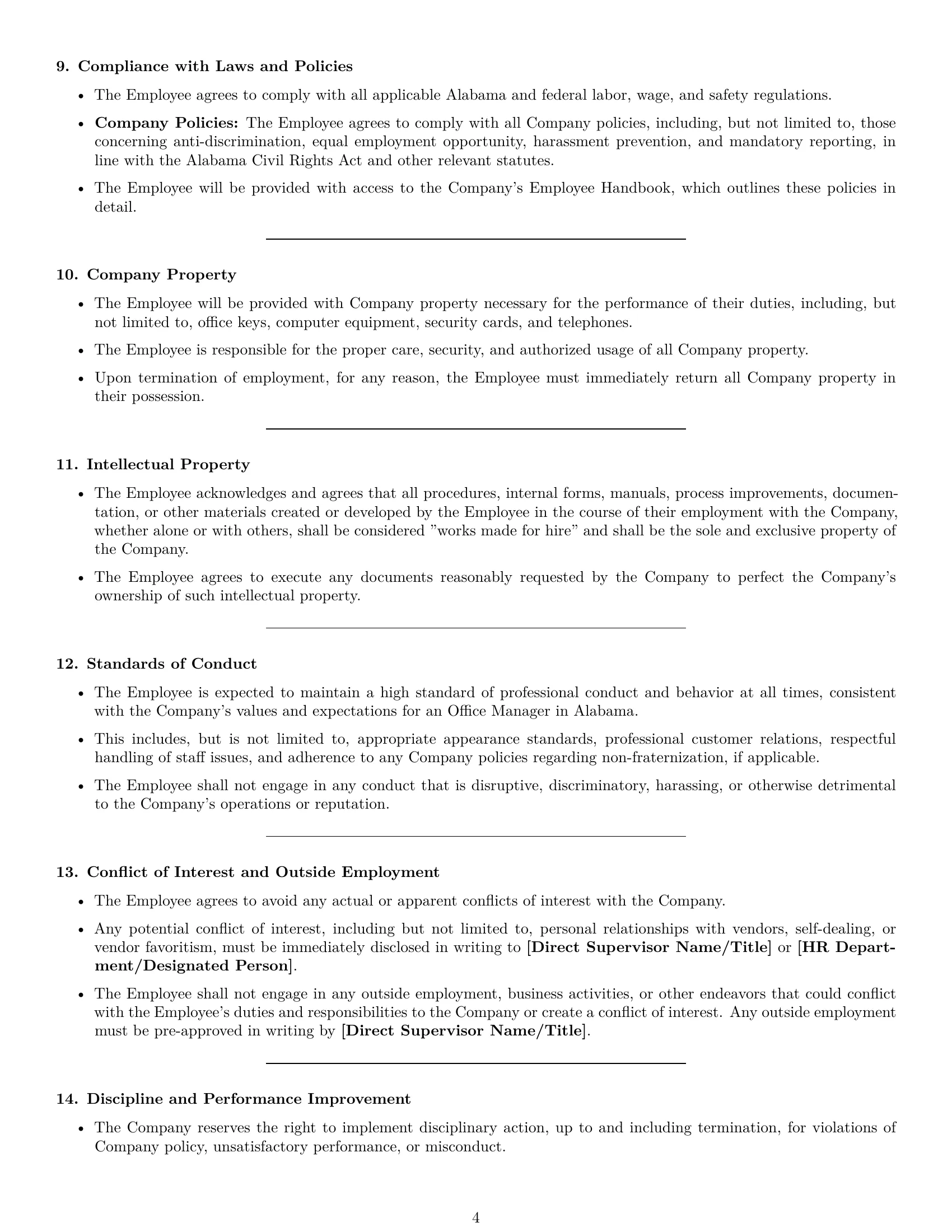Preview page 4 of Pro Alabama office manager employment contract template