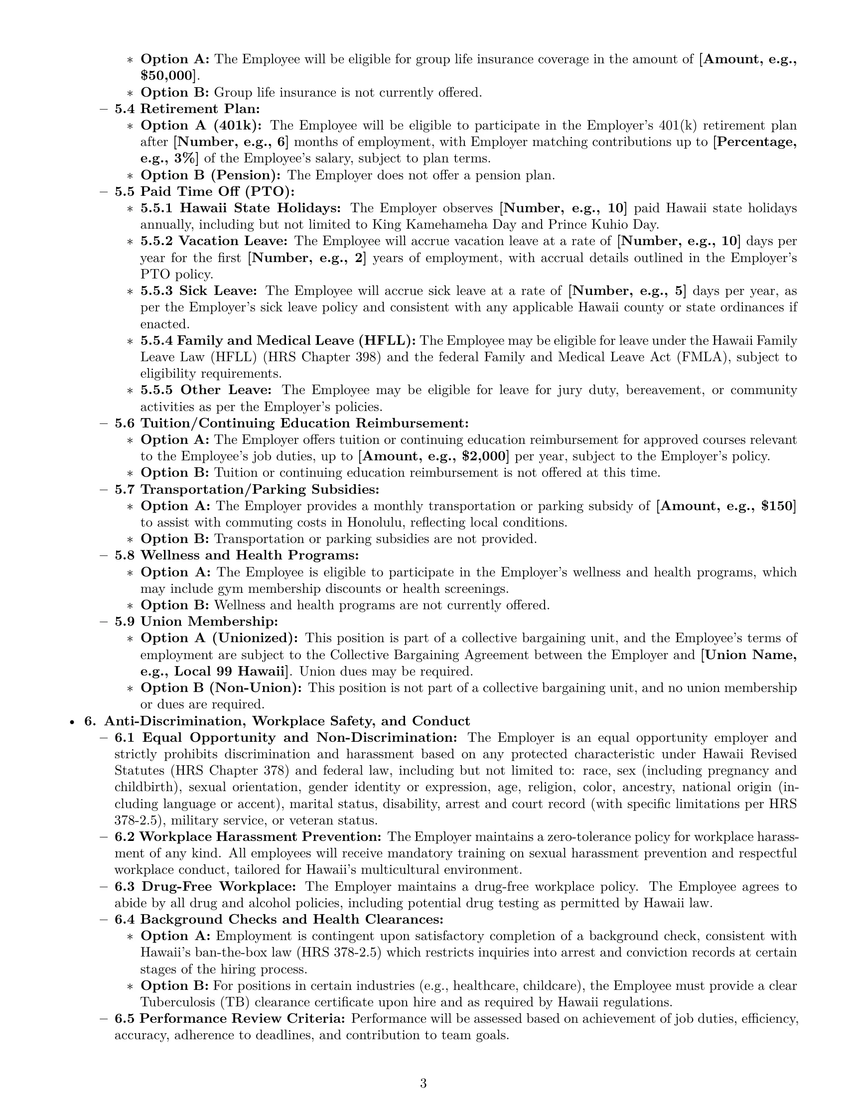 Preview page 3 of Pro Hawaii office manager employment contract template