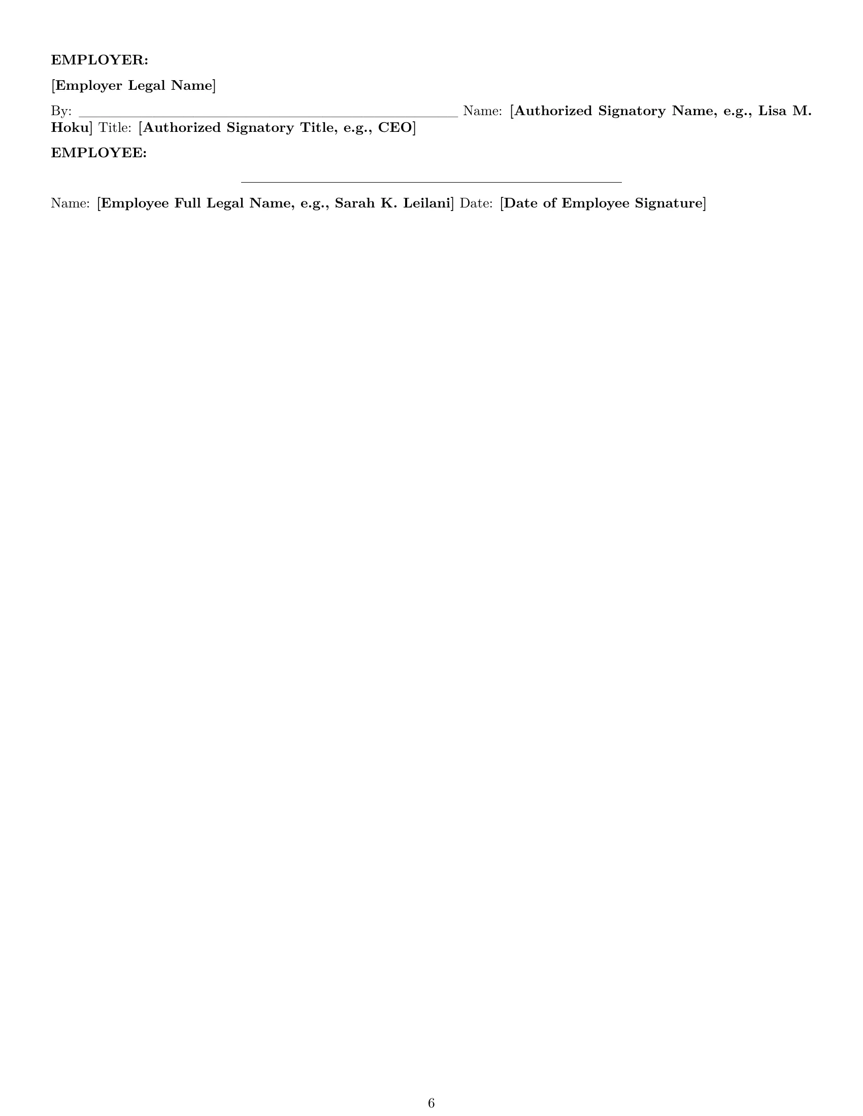 Preview page 6 of Pro Hawaii office manager employment contract template
