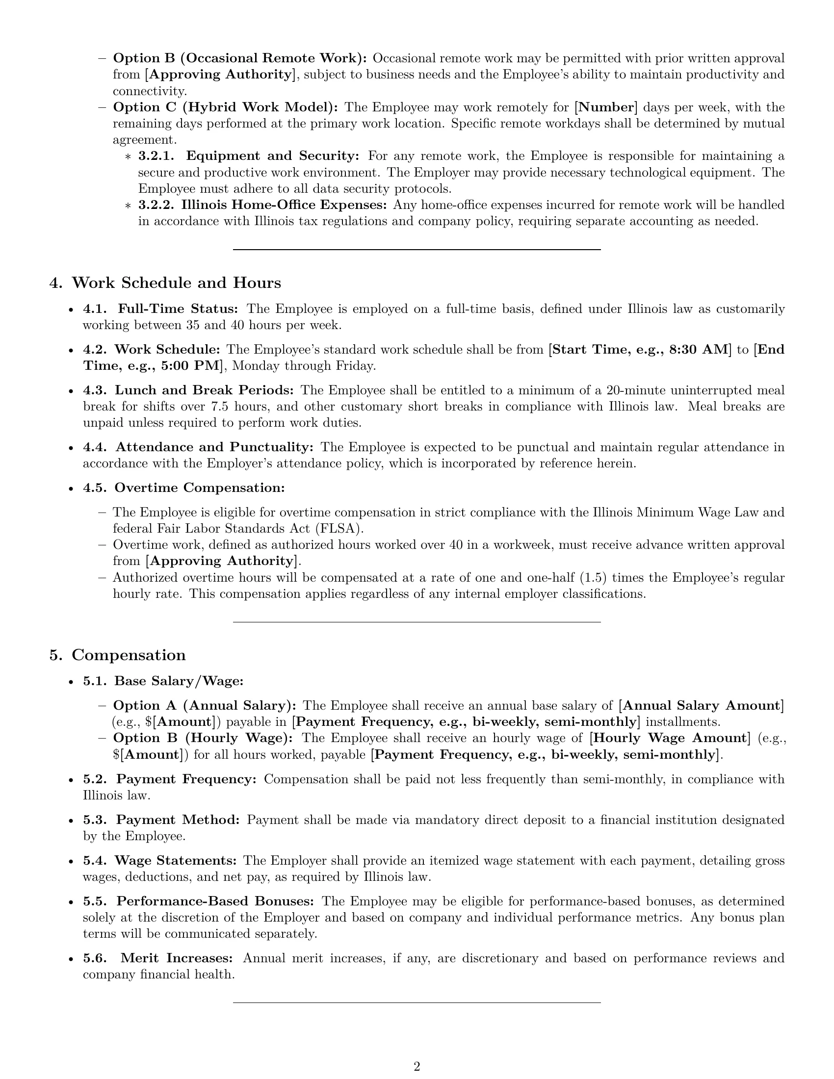 Preview page 2 of Pro Illinois office manager employment contract template