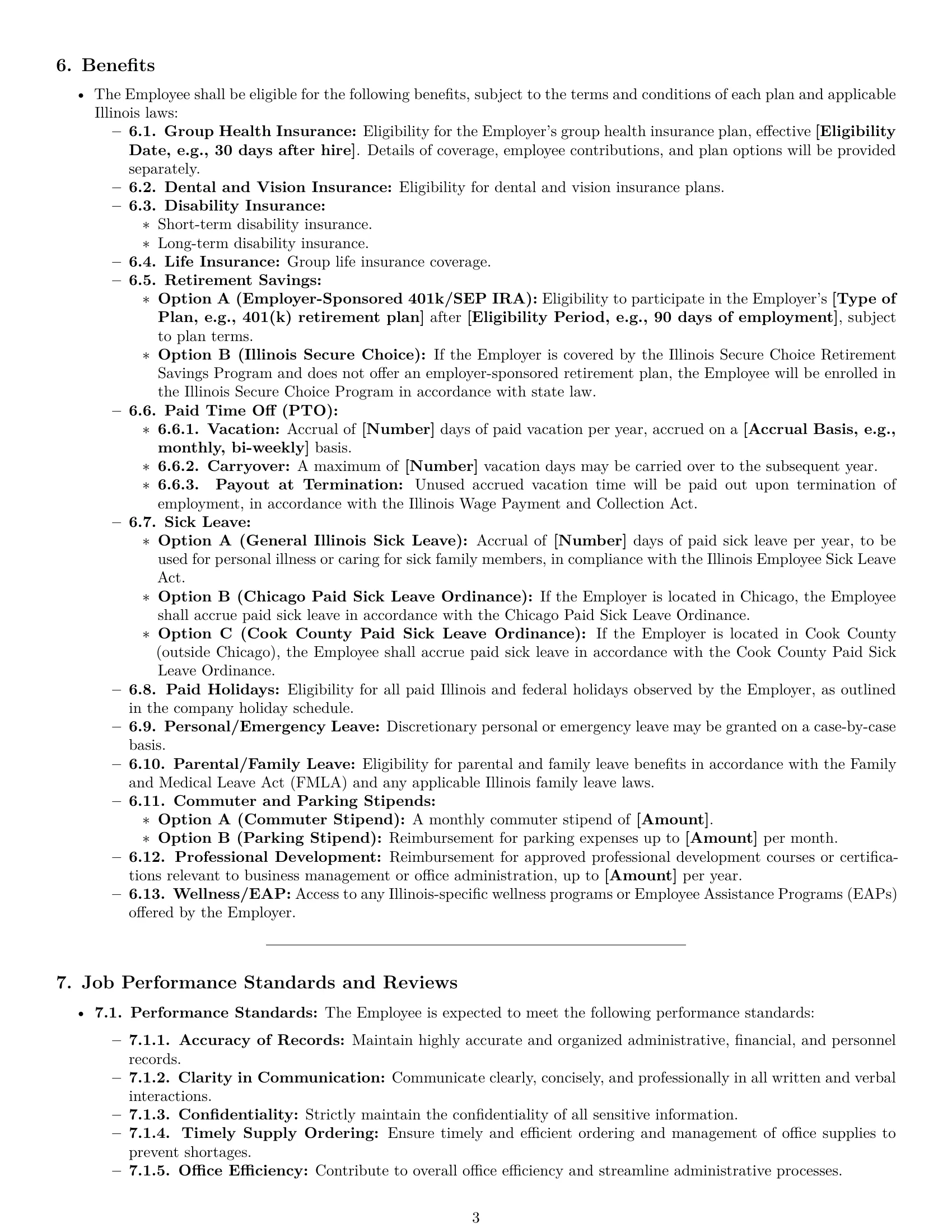 Preview page 3 of Pro Illinois office manager employment contract template