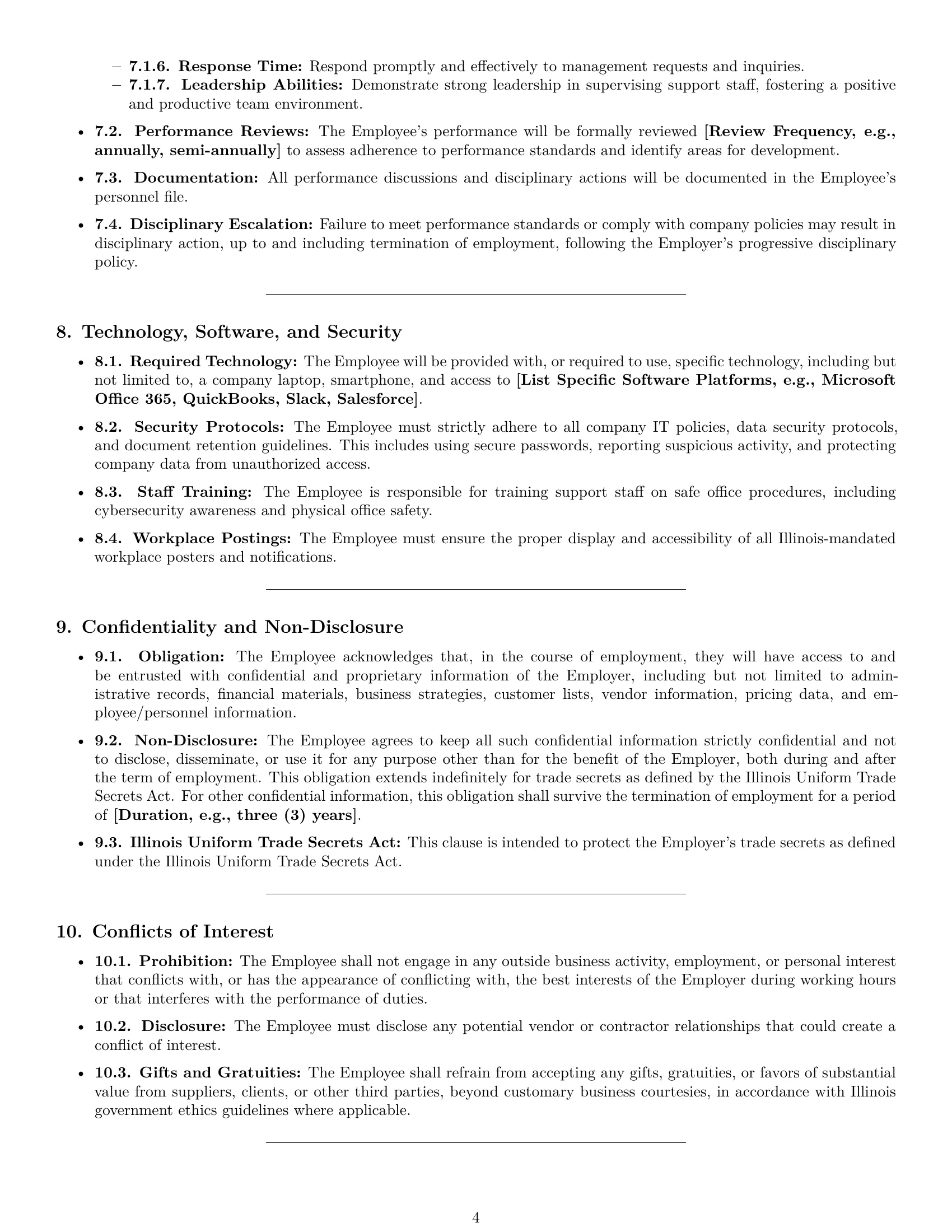 Preview page 4 of Pro Illinois office manager employment contract template