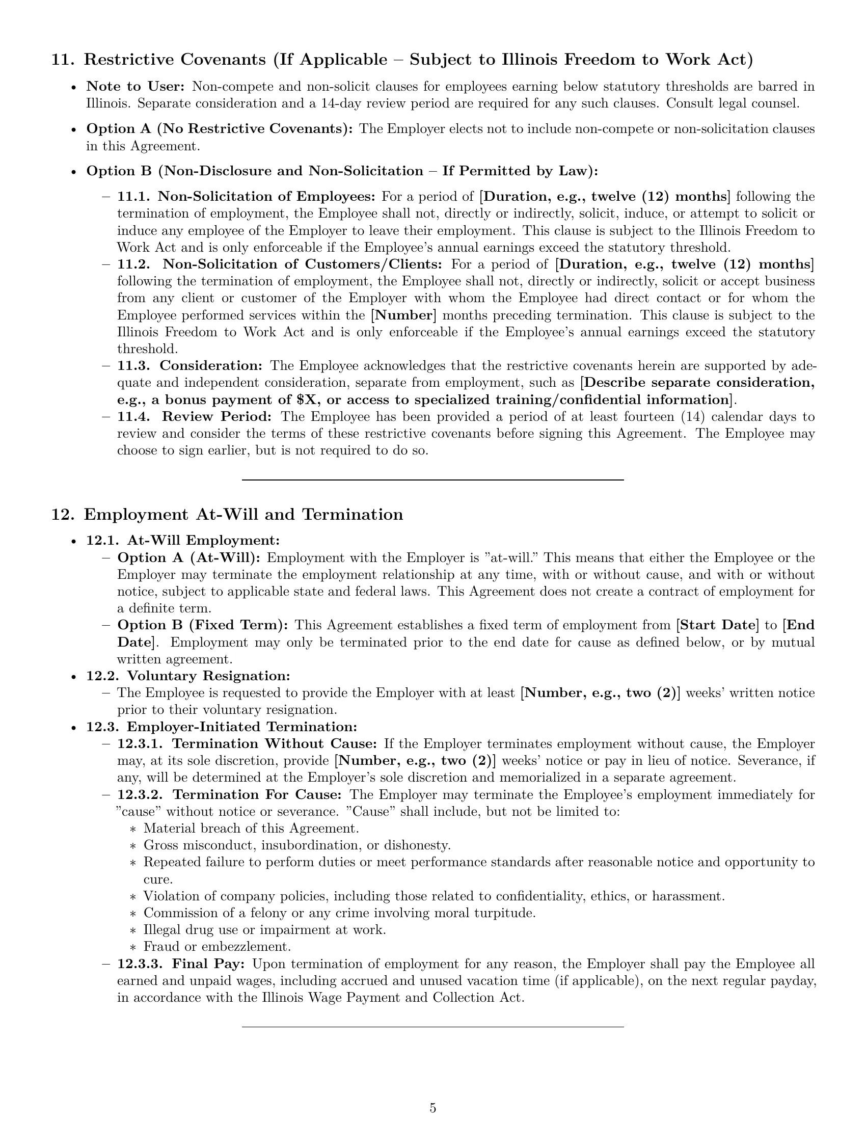 Preview page 5 of Pro Illinois office manager employment contract template