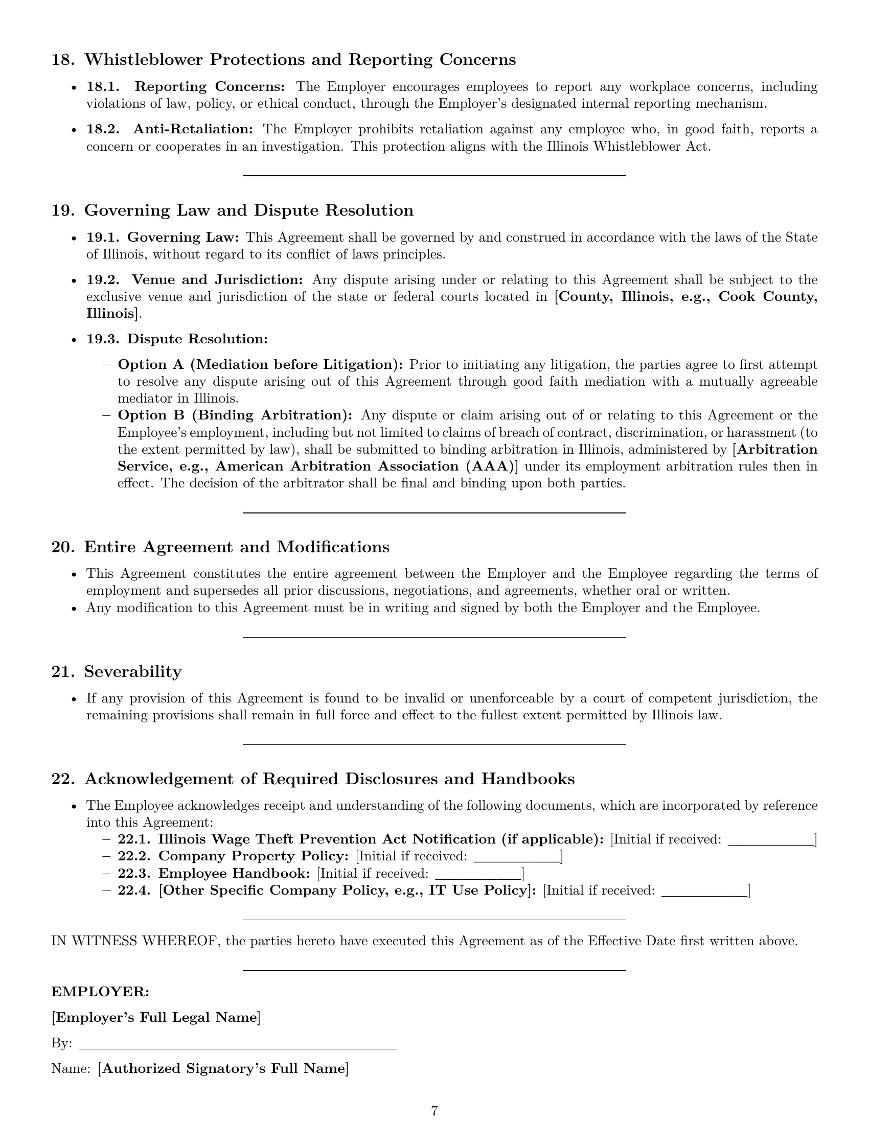 Preview page 7 of Pro Illinois office manager employment contract template