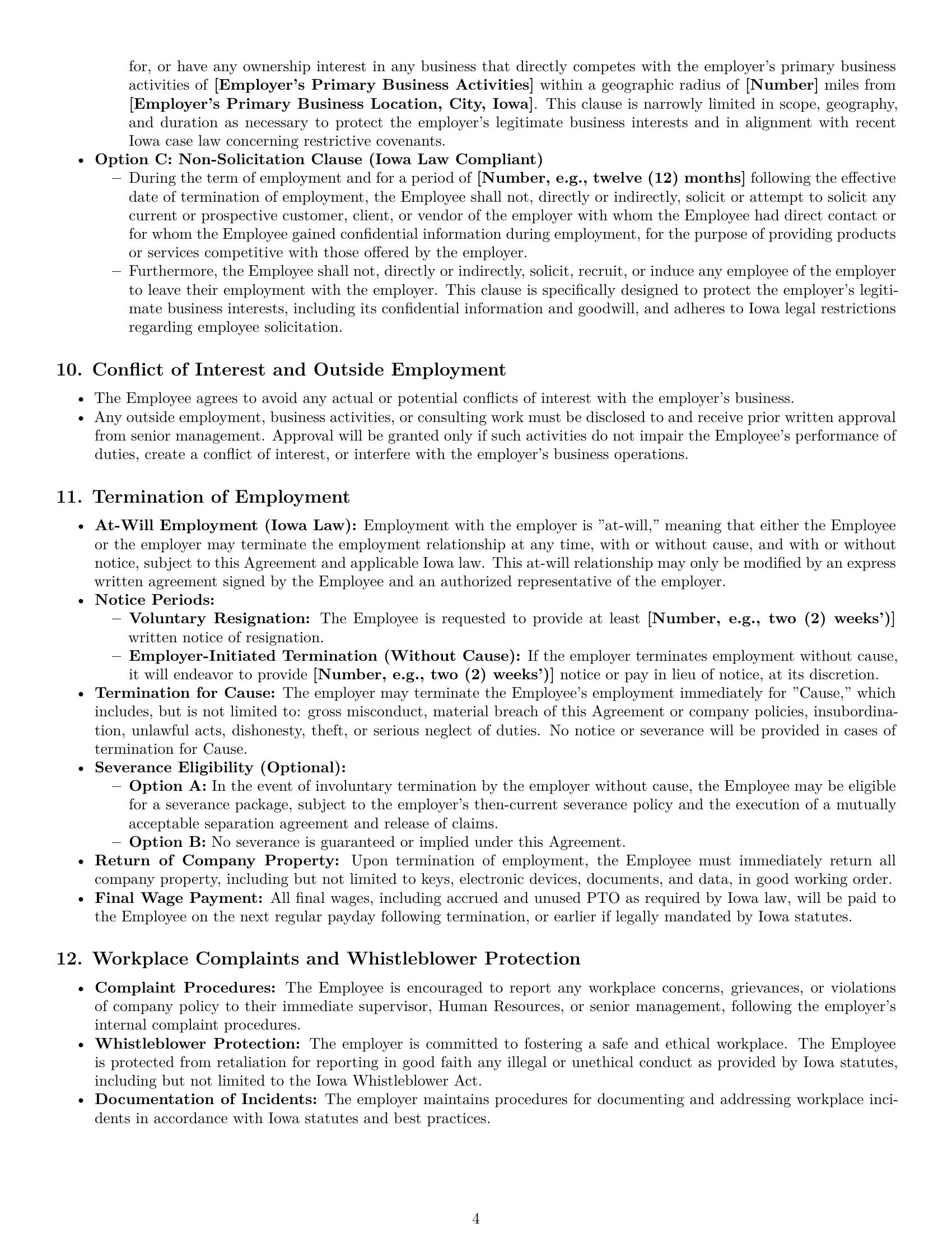 Preview page 4 of Pro Iowa office manager employment contract template