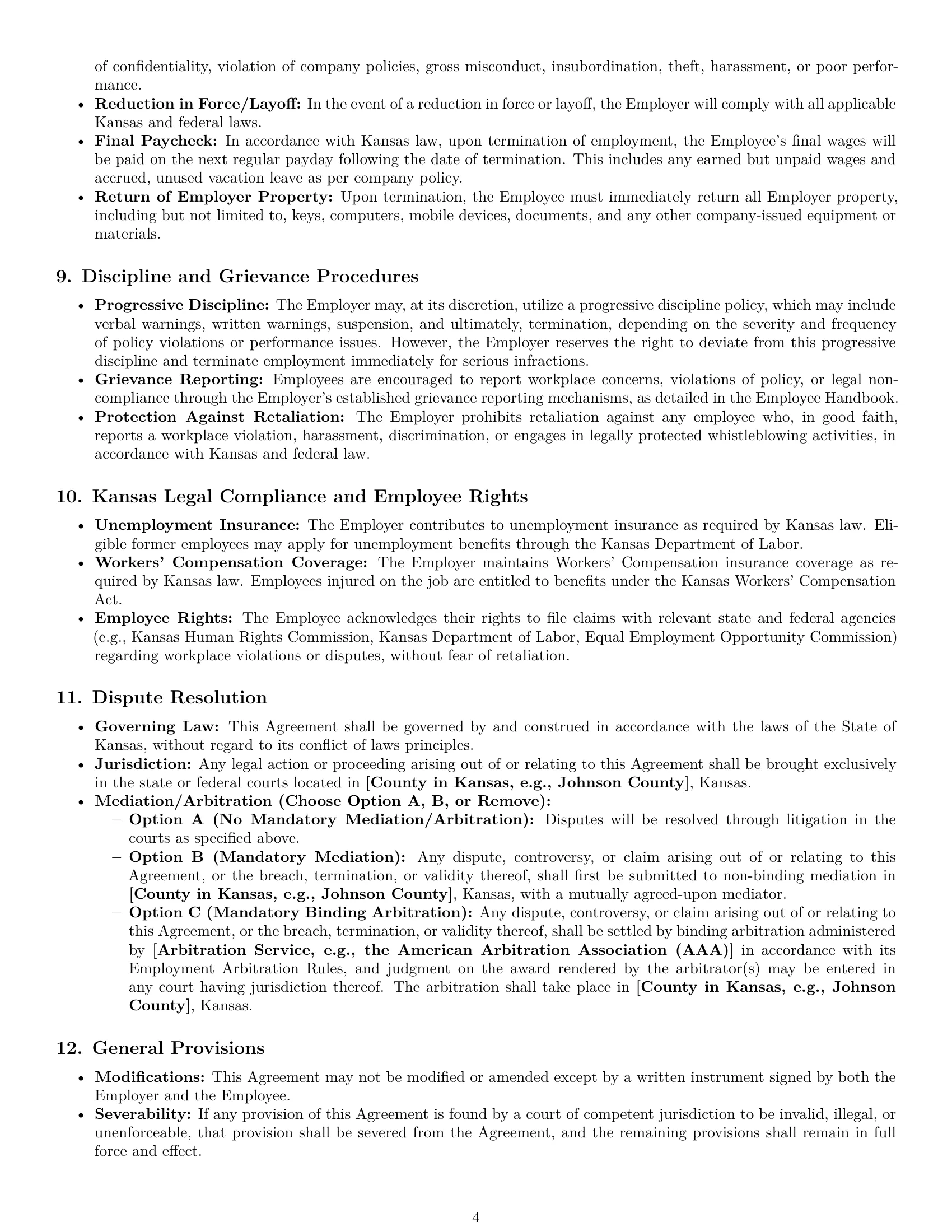 Preview page 4 of Pro Kansas office manager employment contract template