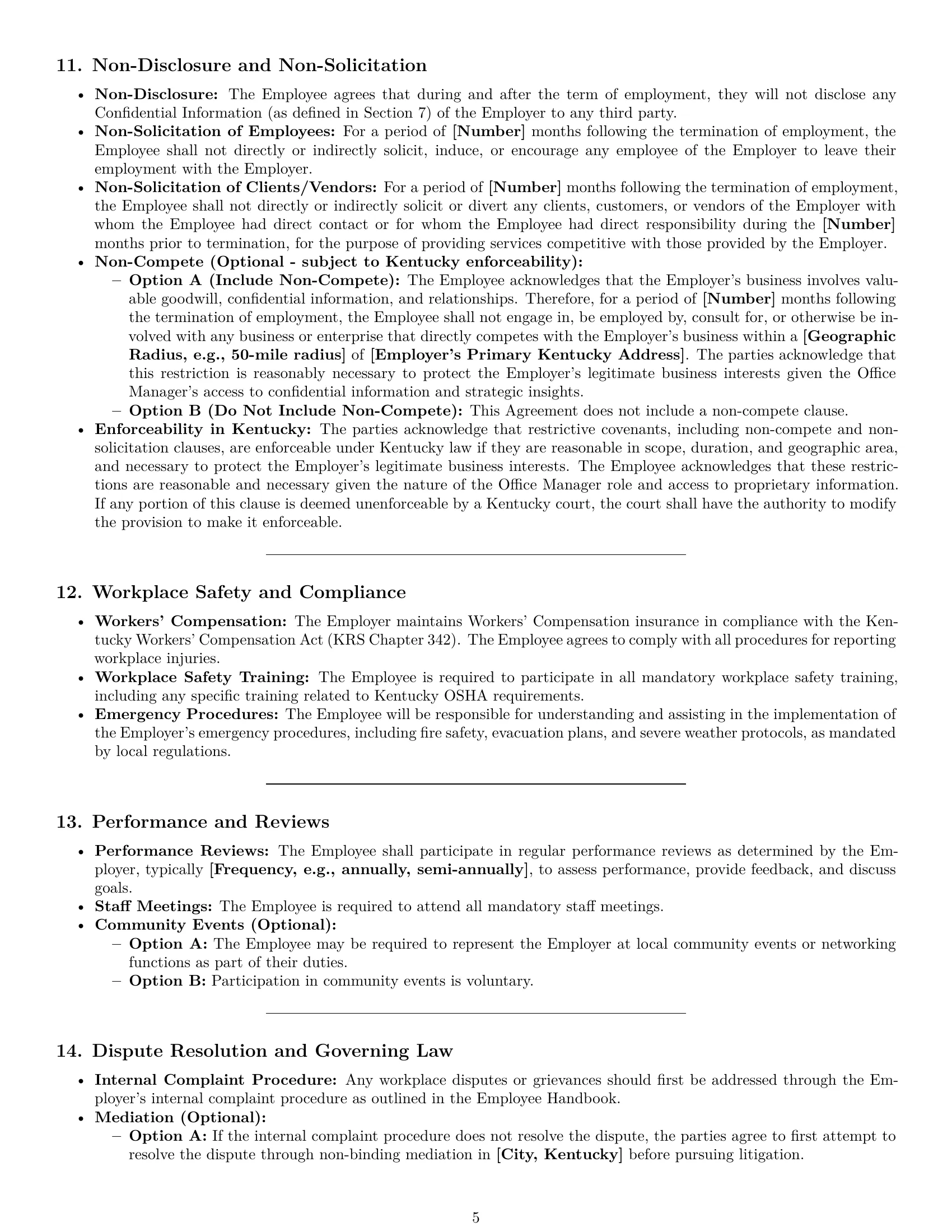 Preview page 5 of Pro Kentucky office manager employment contract template