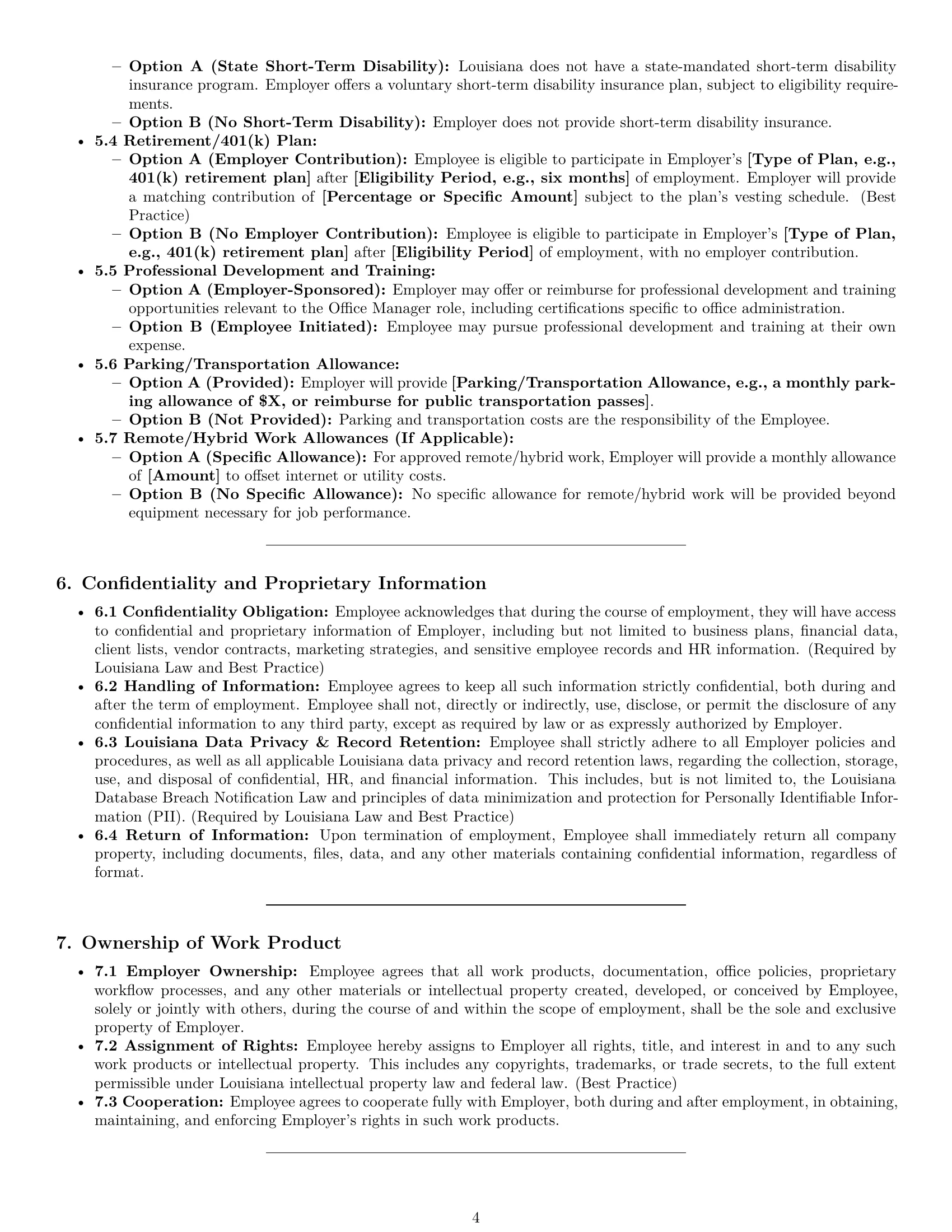 Preview page 4 of Pro Louisiana office manager employment contract template