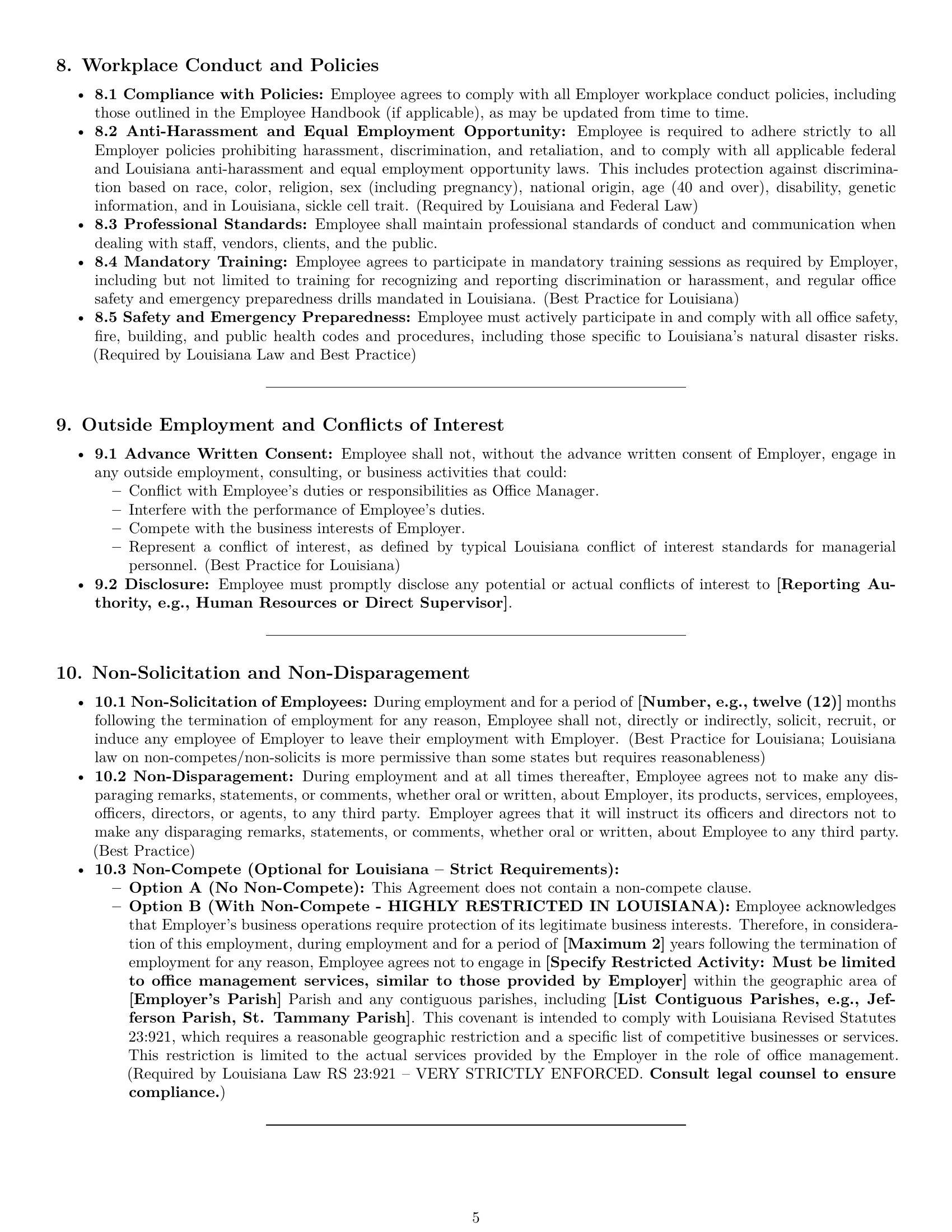 Preview page 5 of Pro Louisiana office manager employment contract template