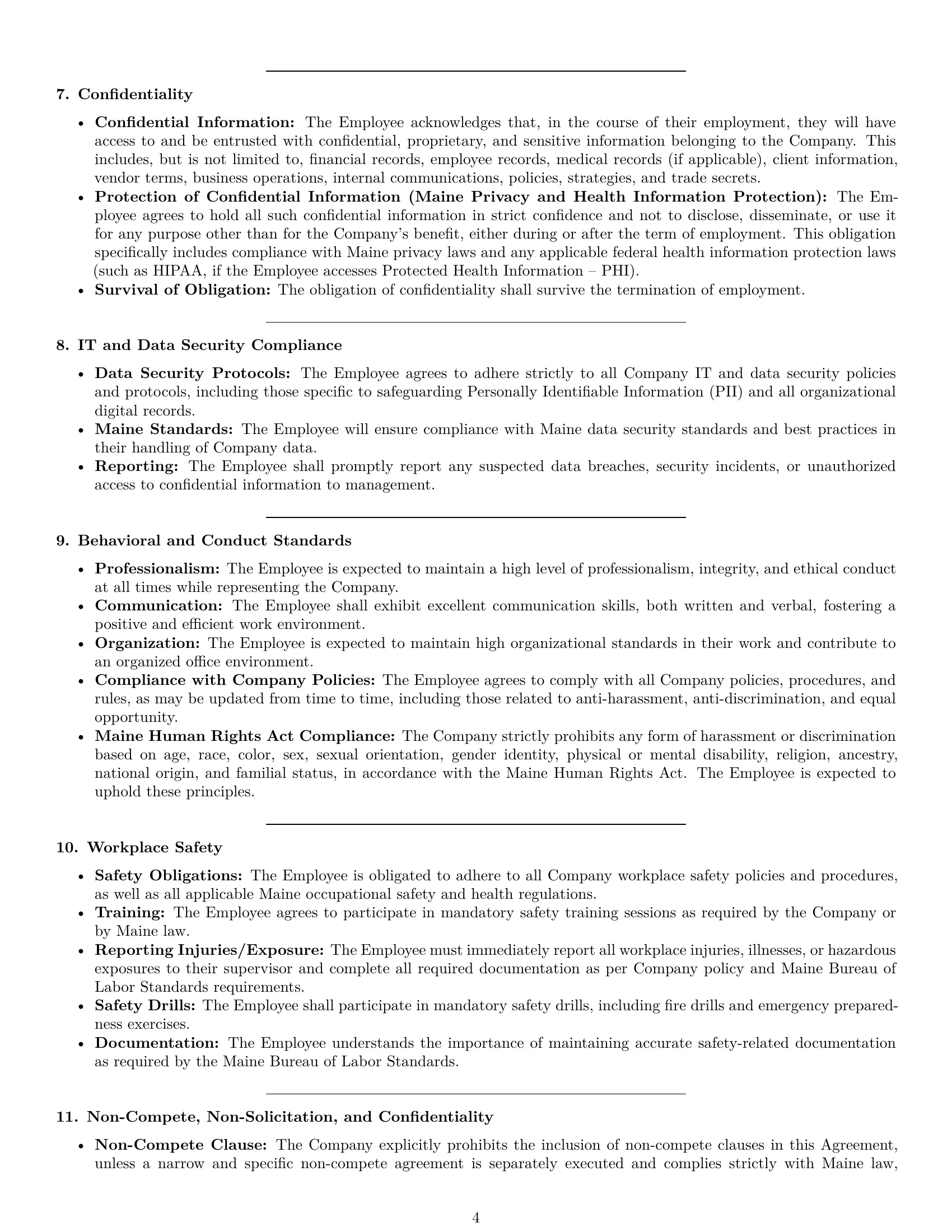 Preview page 4 of Pro Maine office manager employment contract template