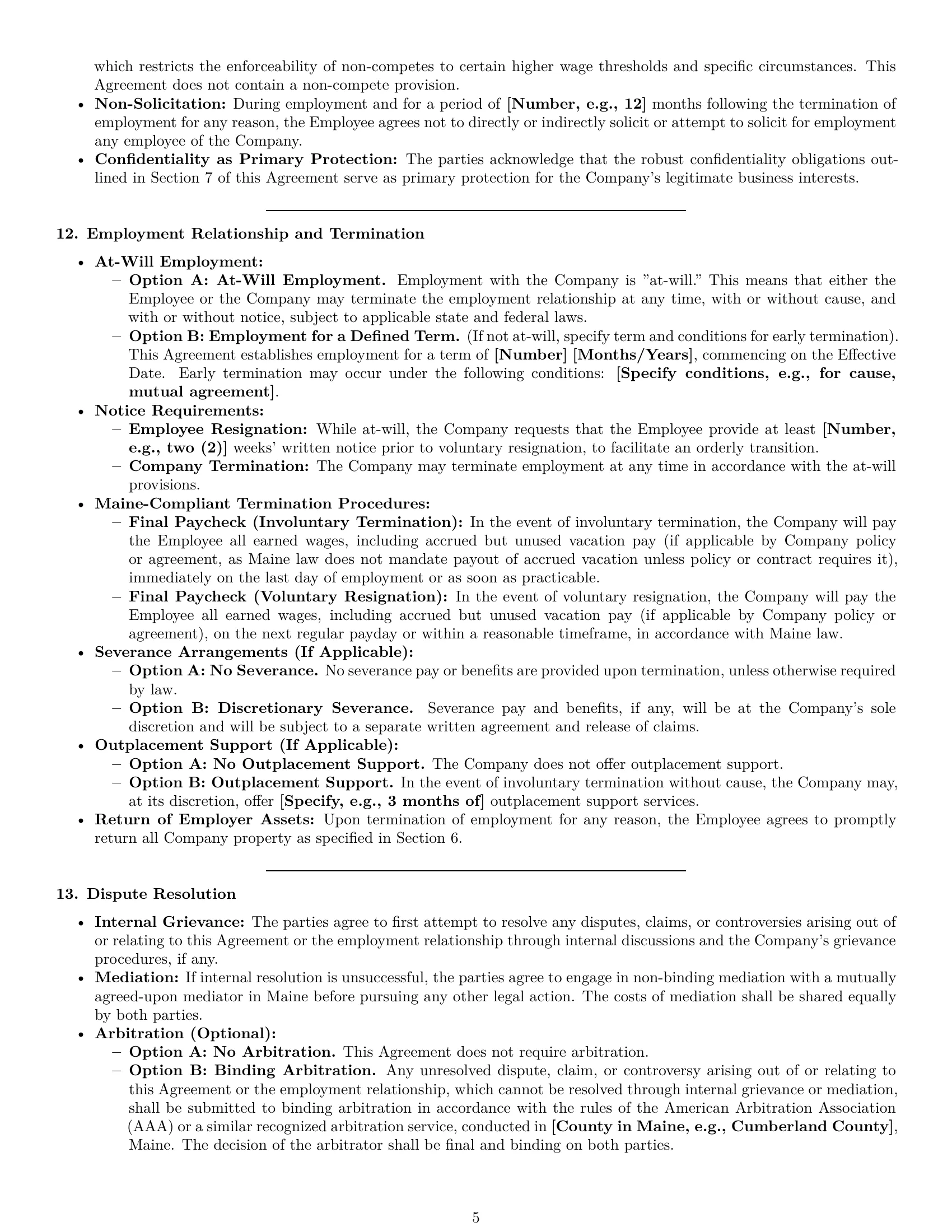 Preview page 5 of Pro Maine office manager employment contract template
