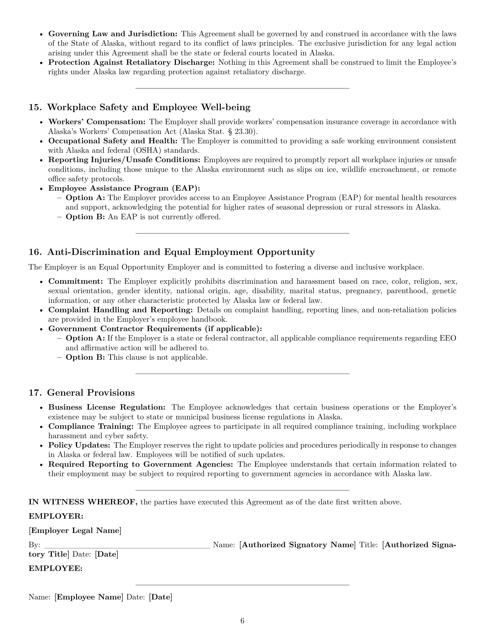 Preview page 6 of Pro Alaska office manager employment contract template