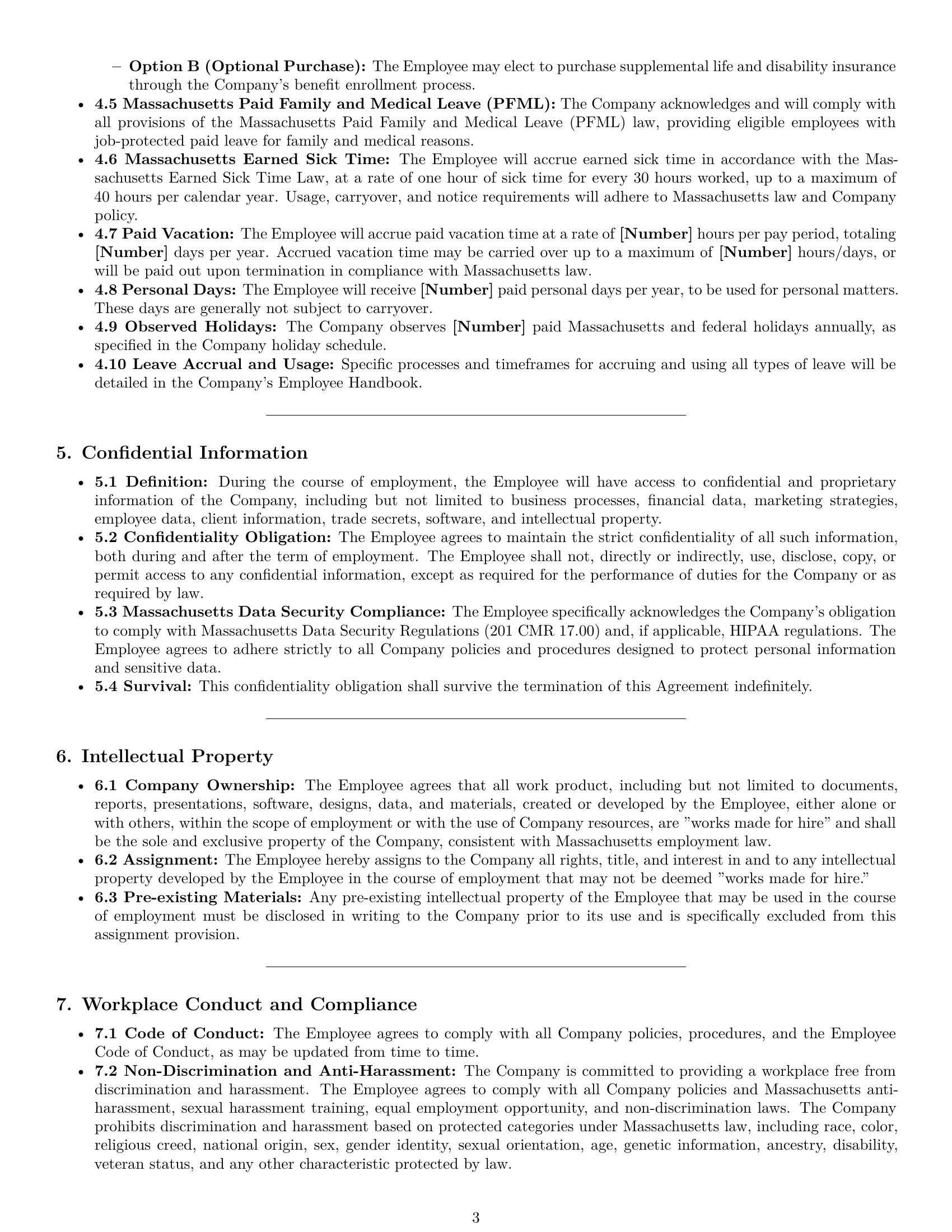 Preview page 3 of Pro Massachusetts office manager employment contract template