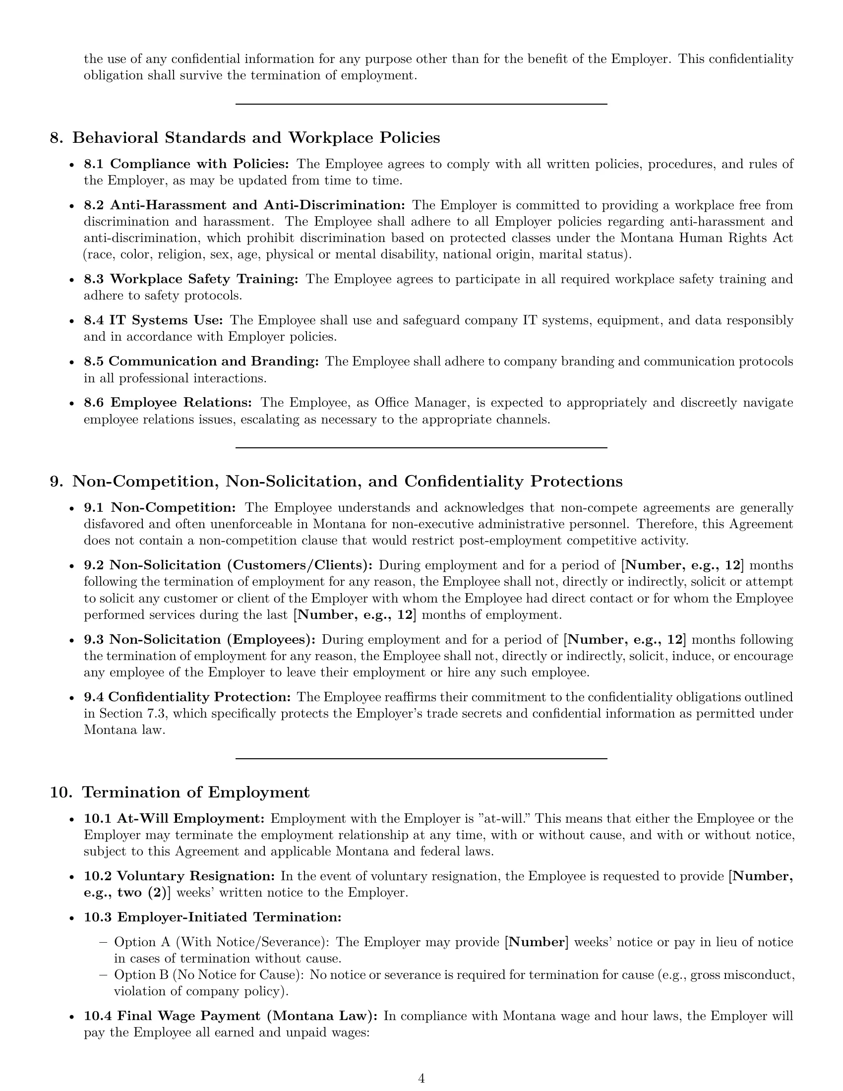 Preview page 4 of Pro Montana office manager employment contract template
