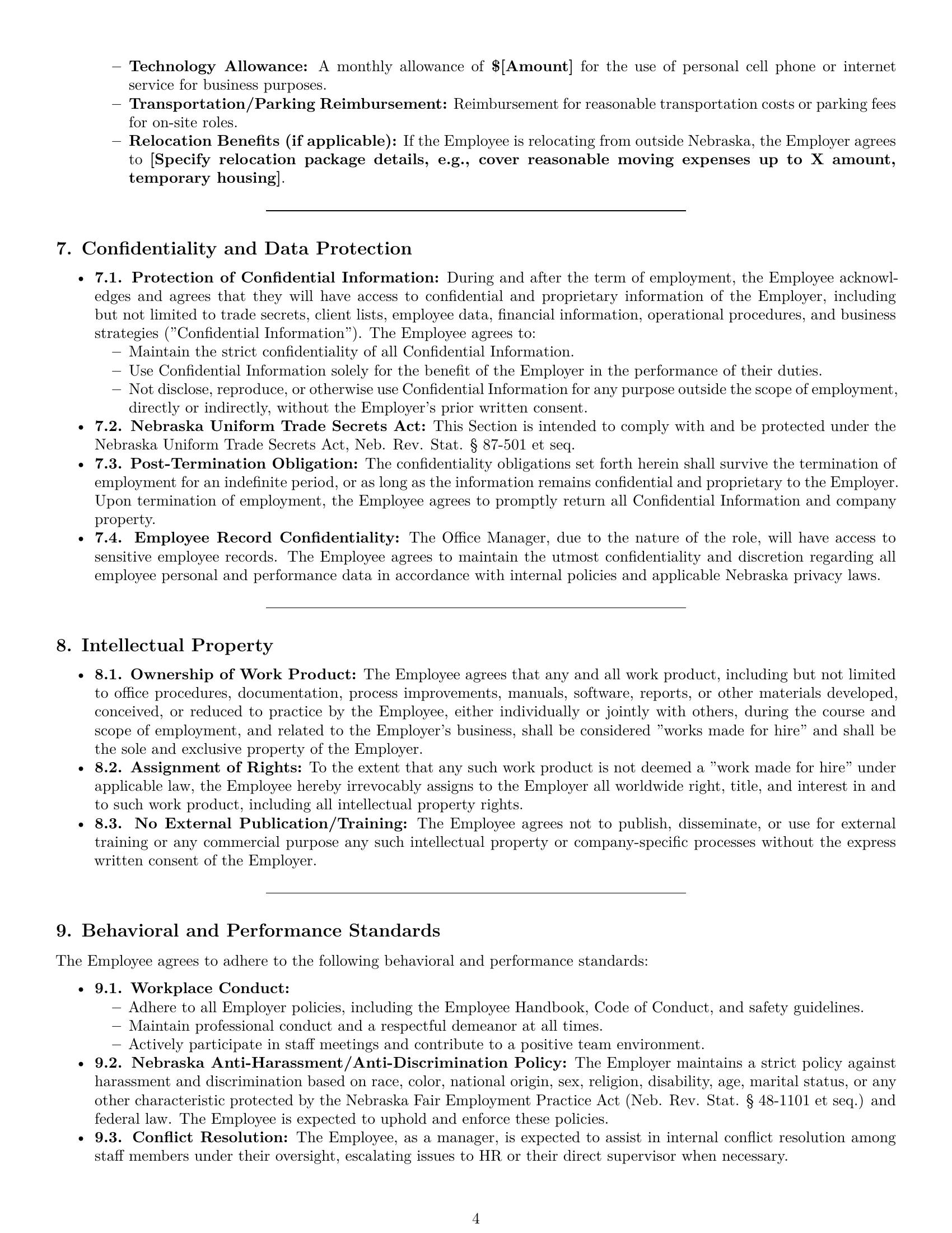 Preview page 4 of Pro Nebraska office manager employment contract template