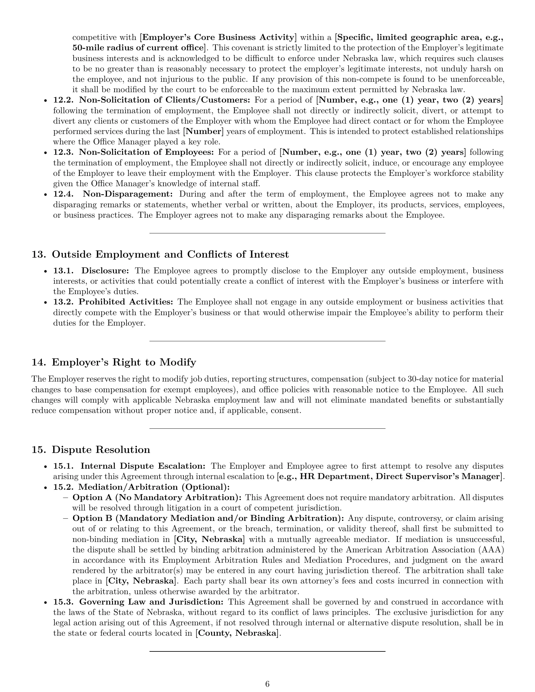Preview page 6 of Pro Nebraska office manager employment contract template