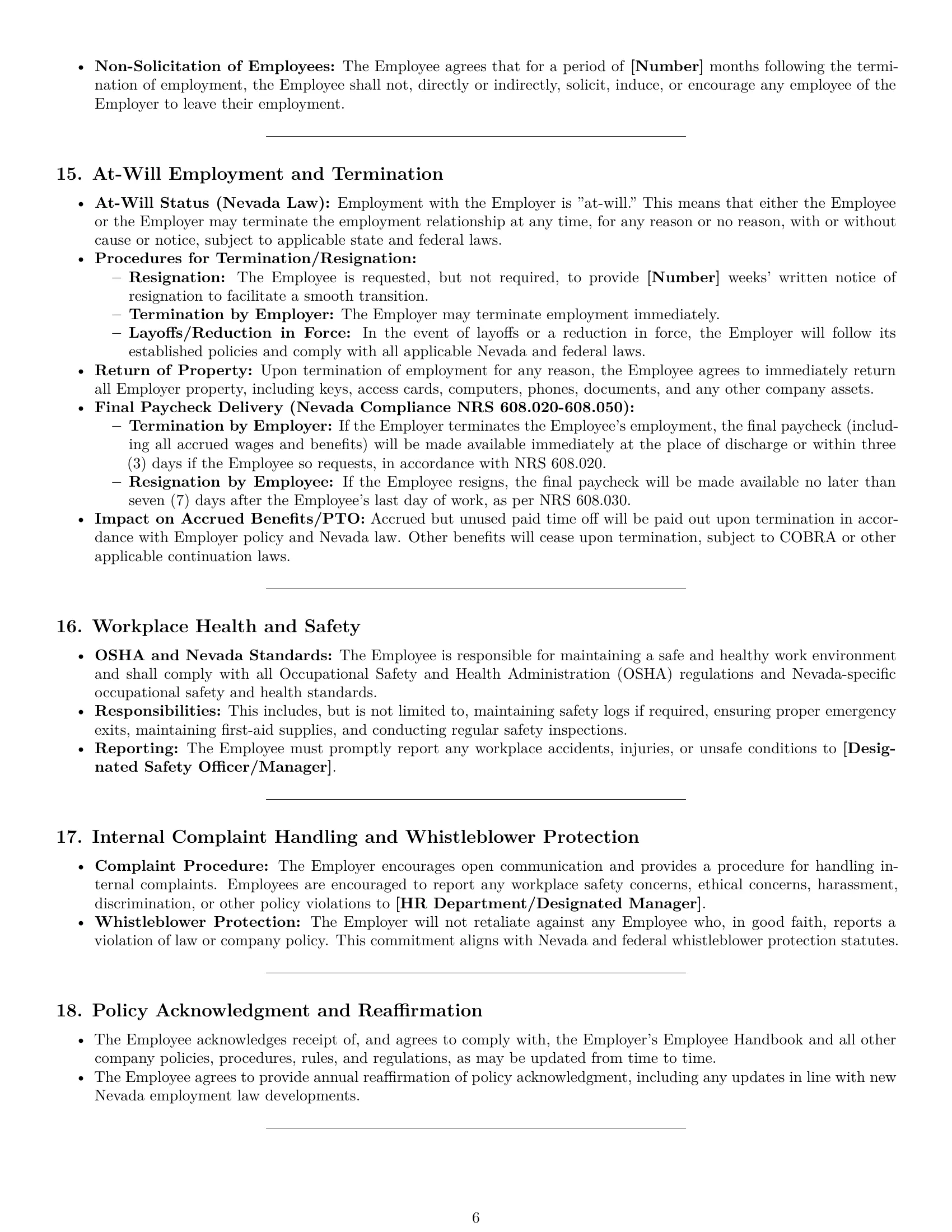 Preview page 6 of Pro Nevada office manager employment contract template