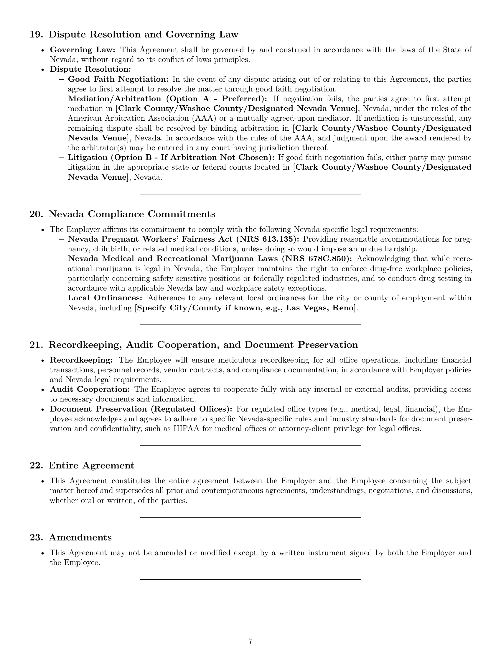 Preview page 7 of Pro Nevada office manager employment contract template