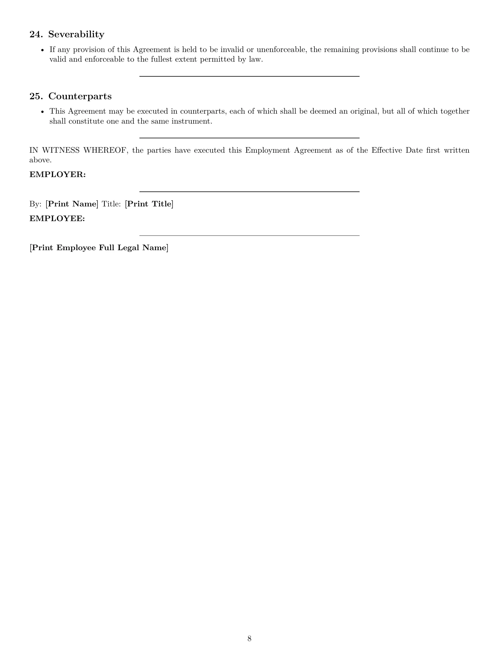 Preview page 8 of Pro Nevada office manager employment contract template