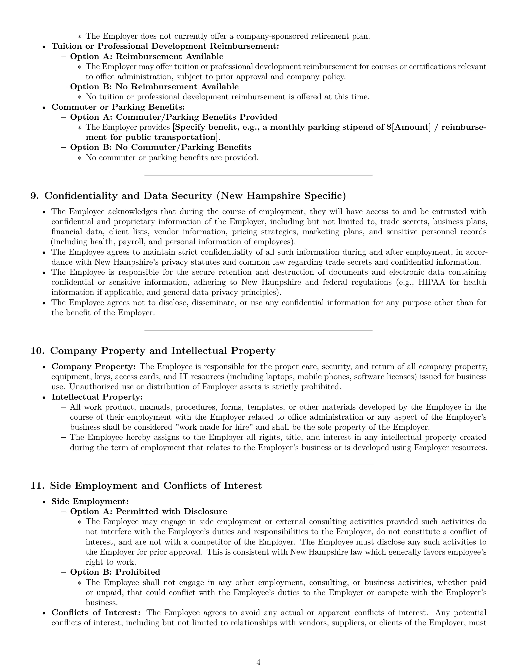 Preview page 4 of Pro New Hampshire office manager employment contract template