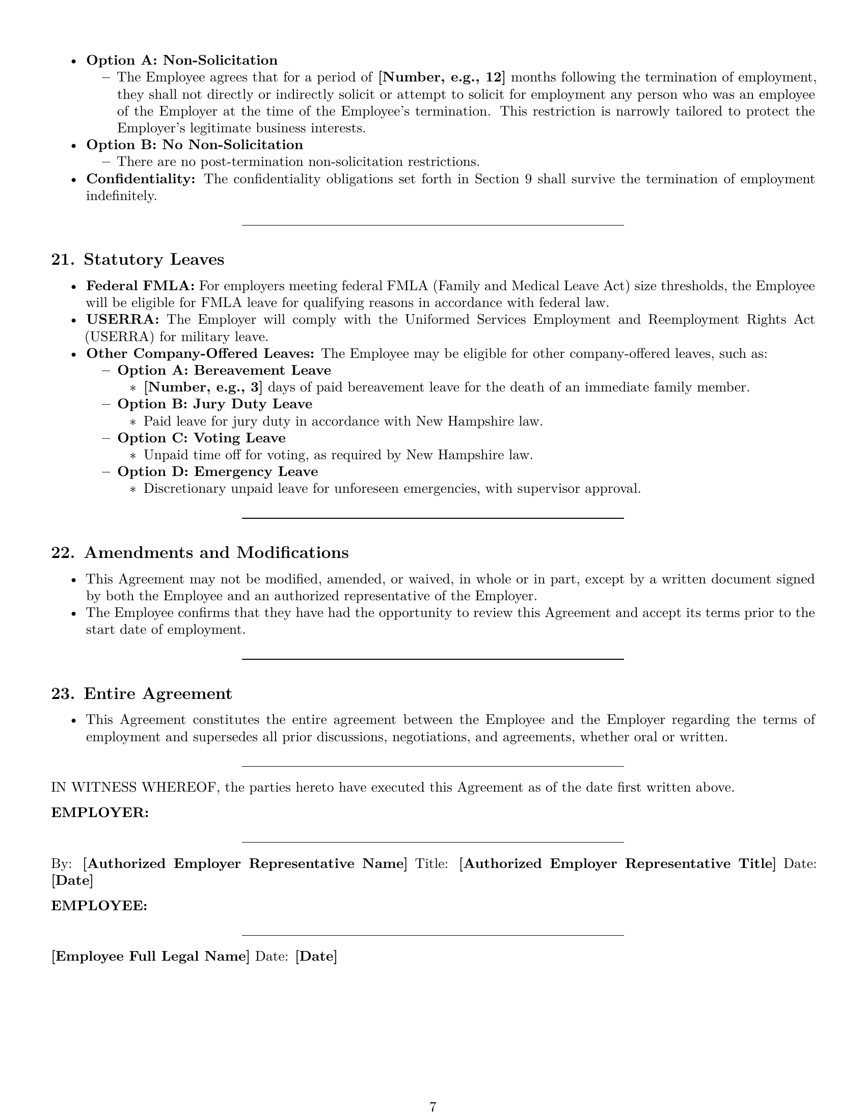 Preview page 7 of Pro New Hampshire office manager employment contract template