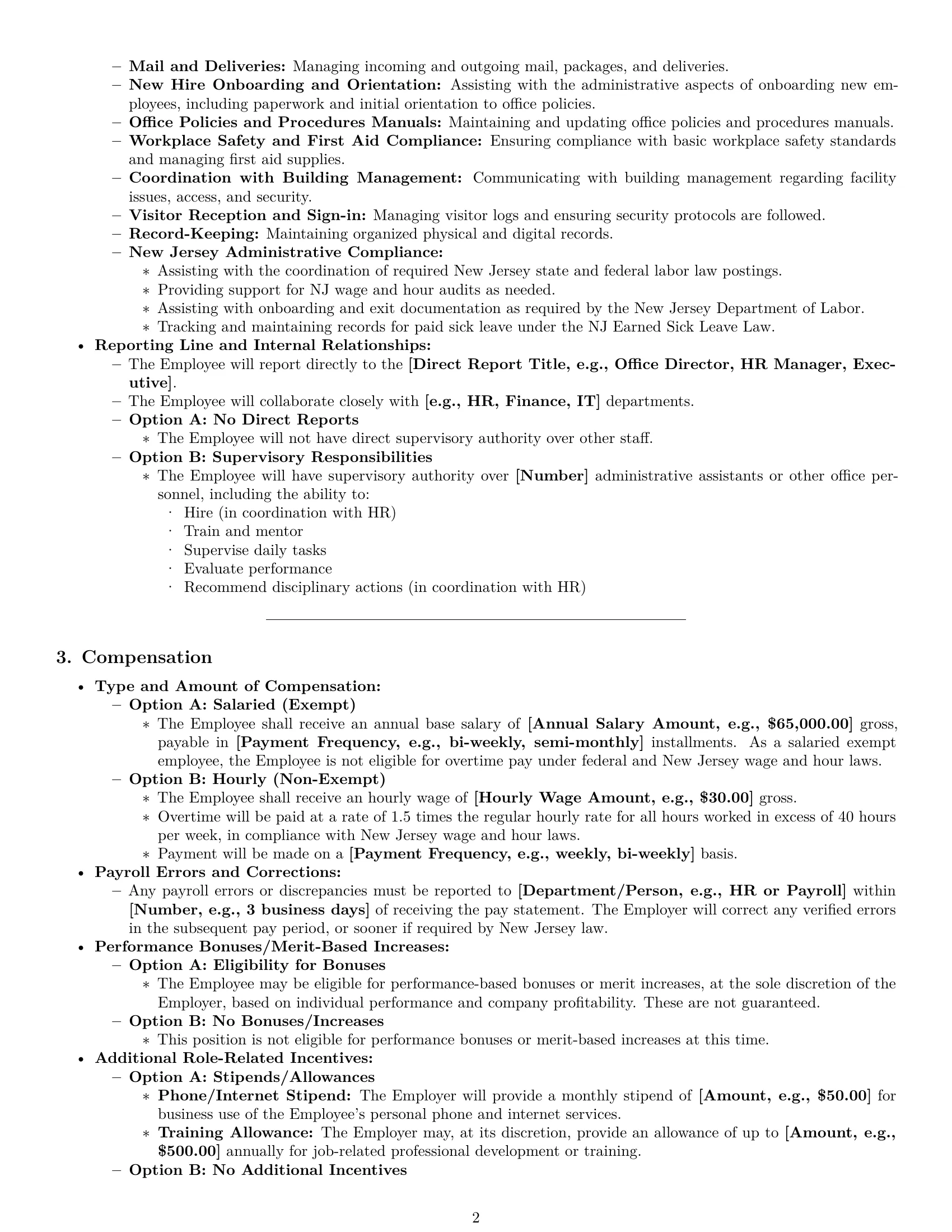 Preview page 2 of Pro New Jersey office manager employment contract template