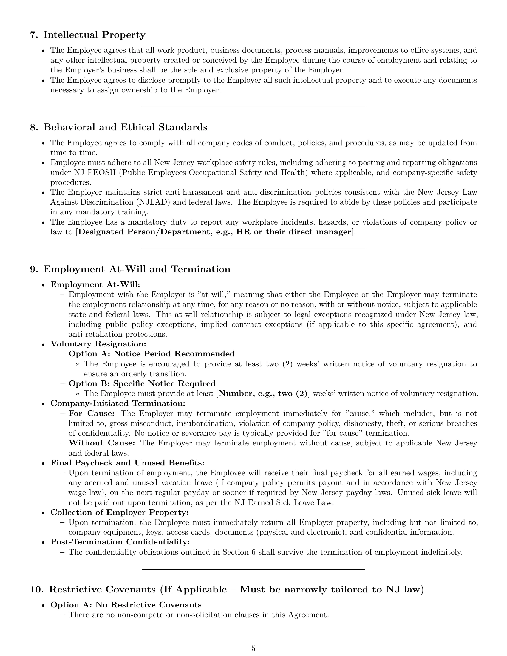 Preview page 5 of Pro New Jersey office manager employment contract template