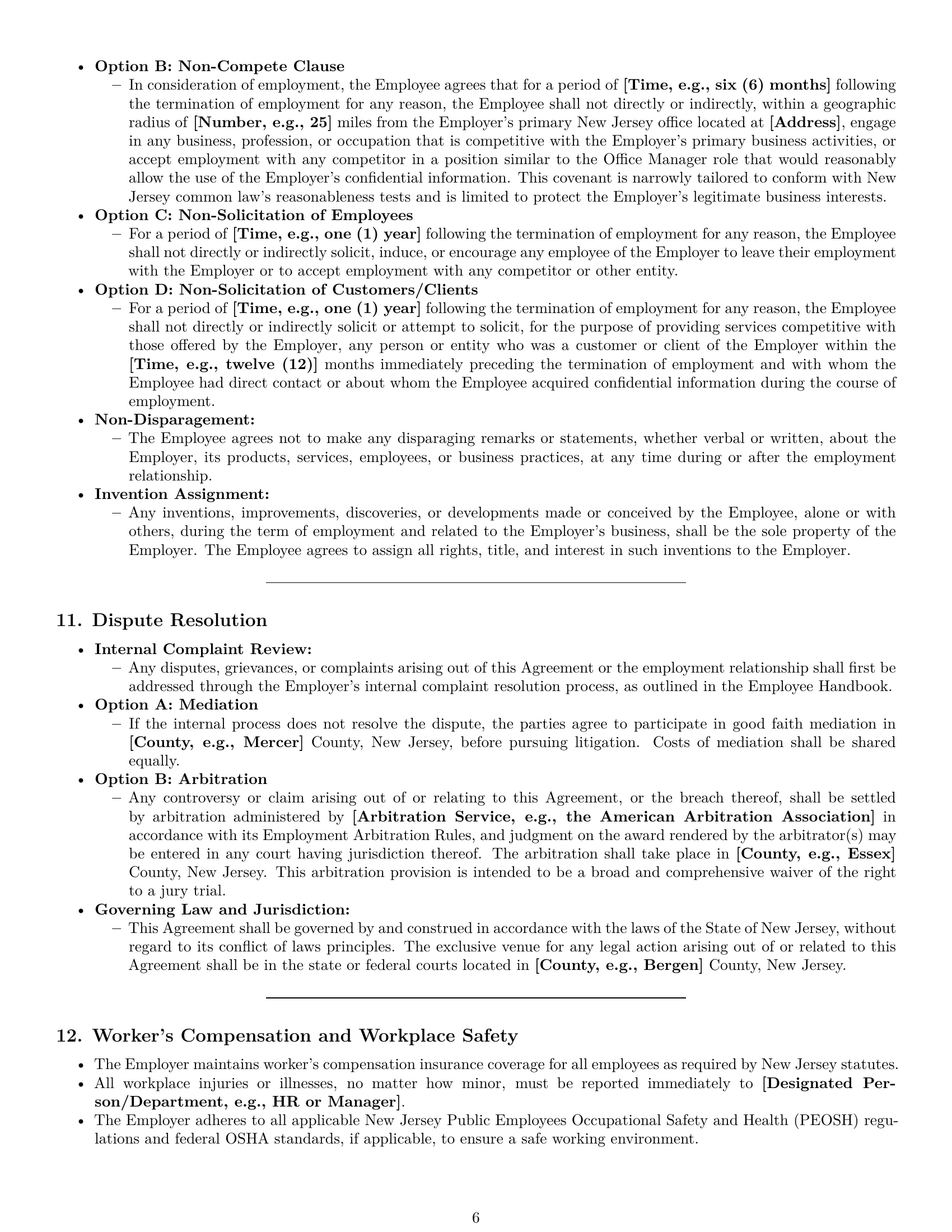 Preview page 6 of Pro New Jersey office manager employment contract template