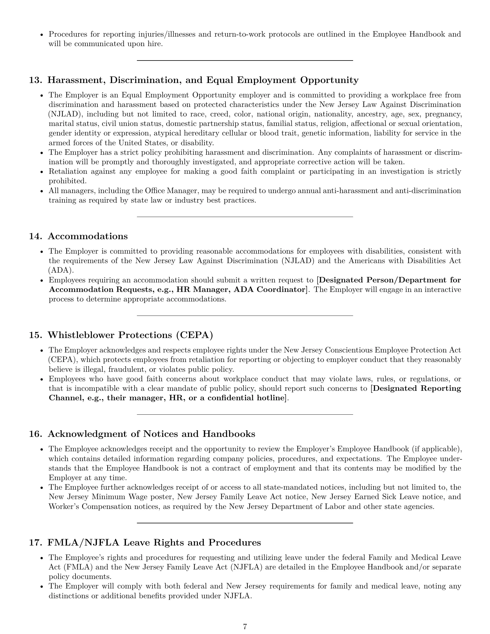 Preview page 7 of Pro New Jersey office manager employment contract template