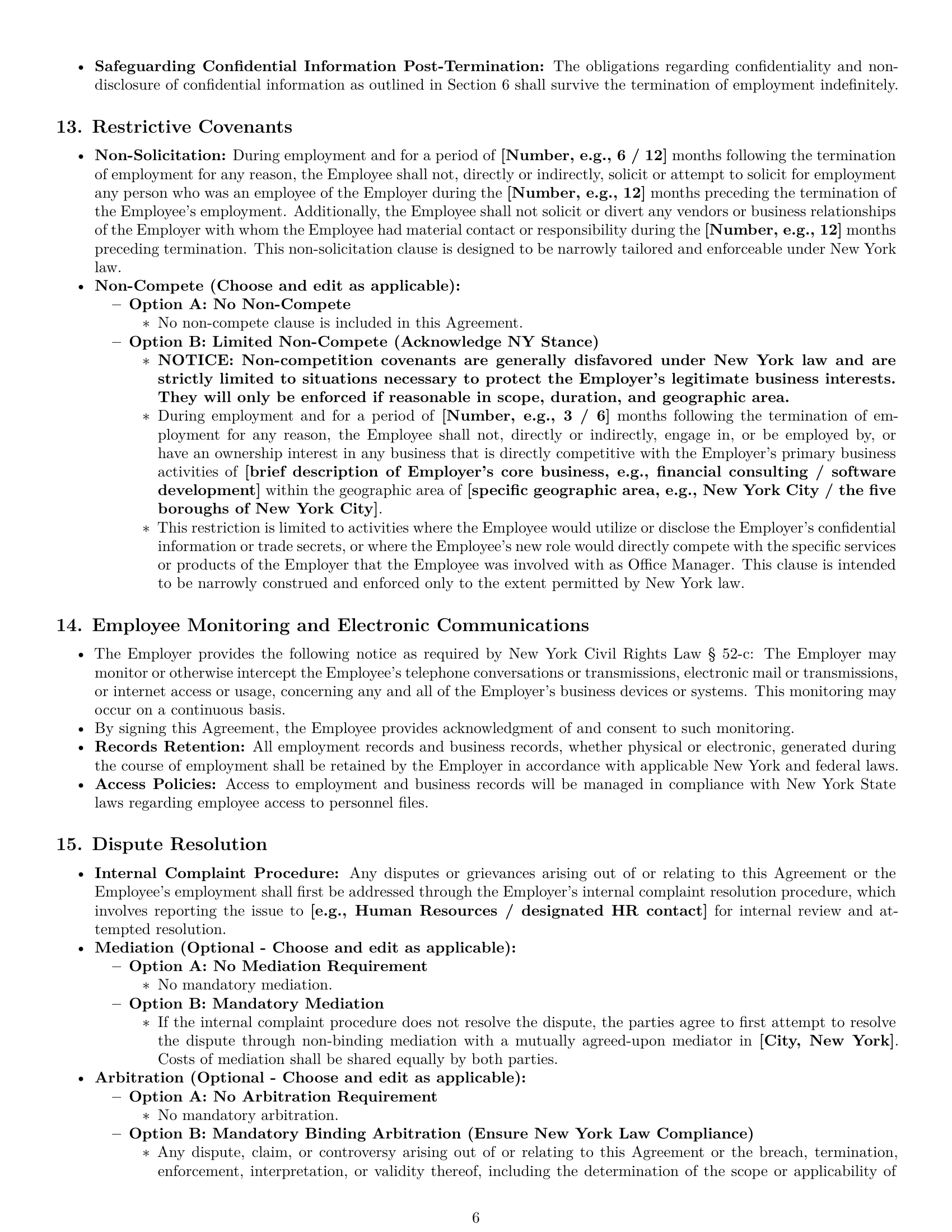 Preview page 6 of Pro New York office manager employment contract template