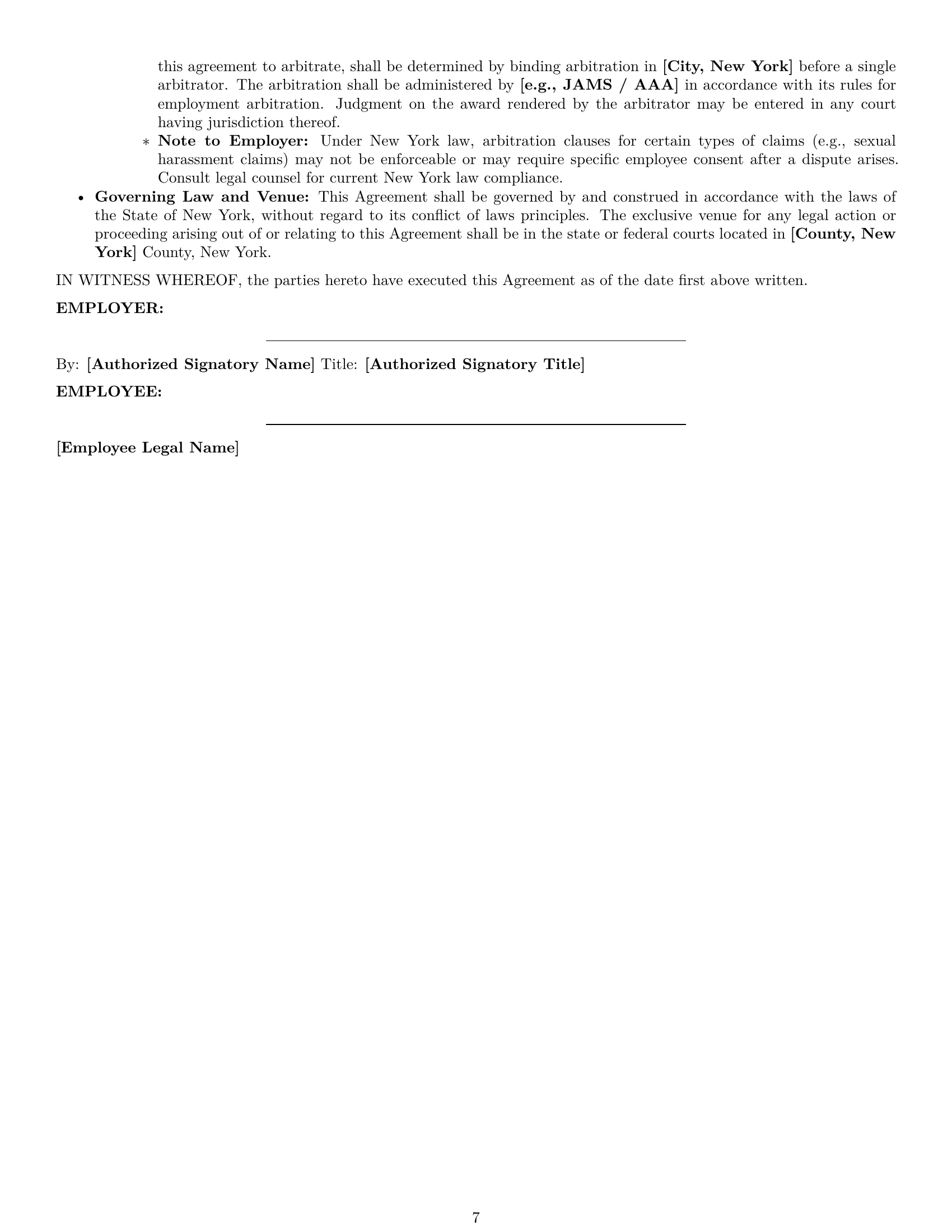 Preview page 7 of Pro New York office manager employment contract template