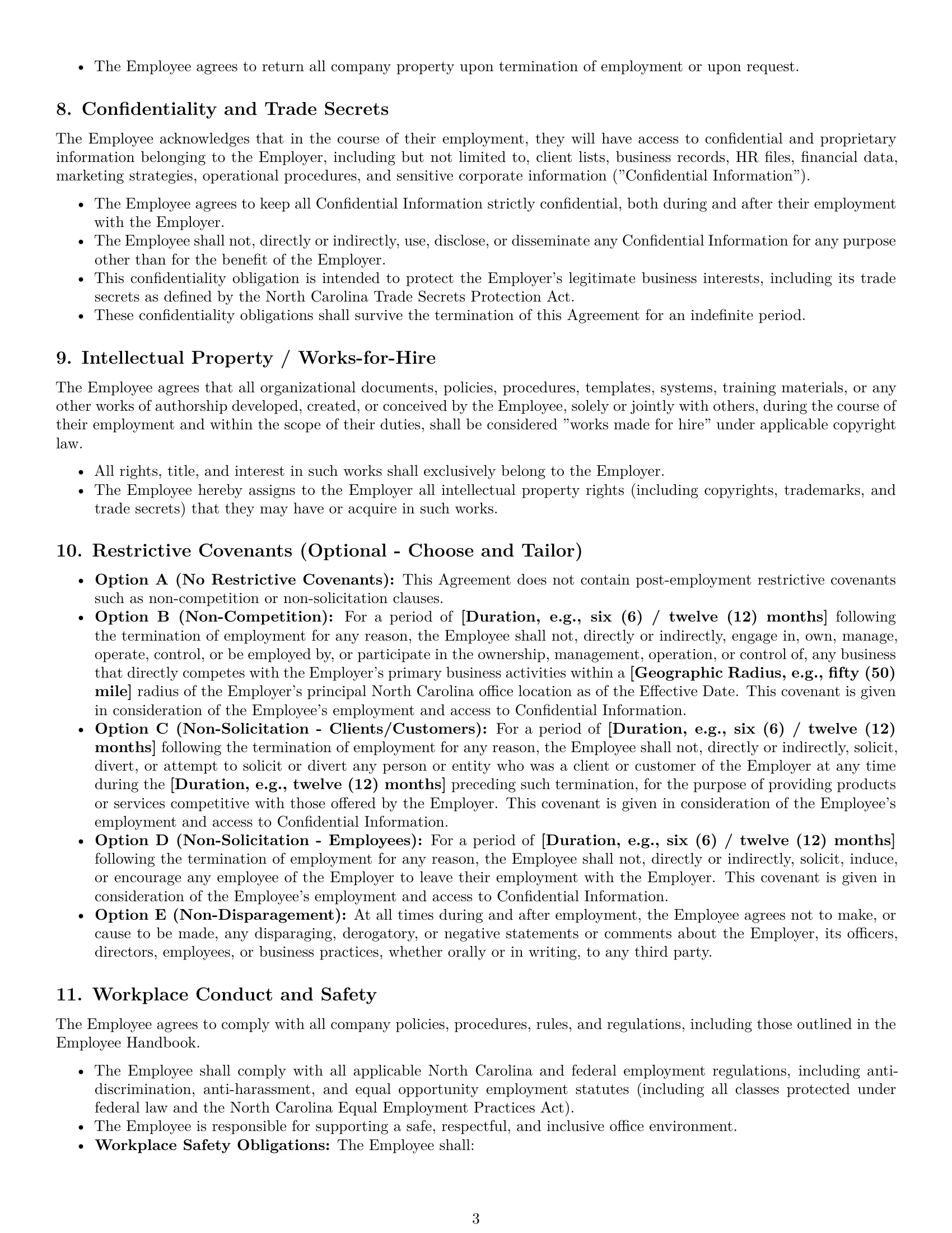 Preview page 3 of Pro North Carolina office manager employment contract template
