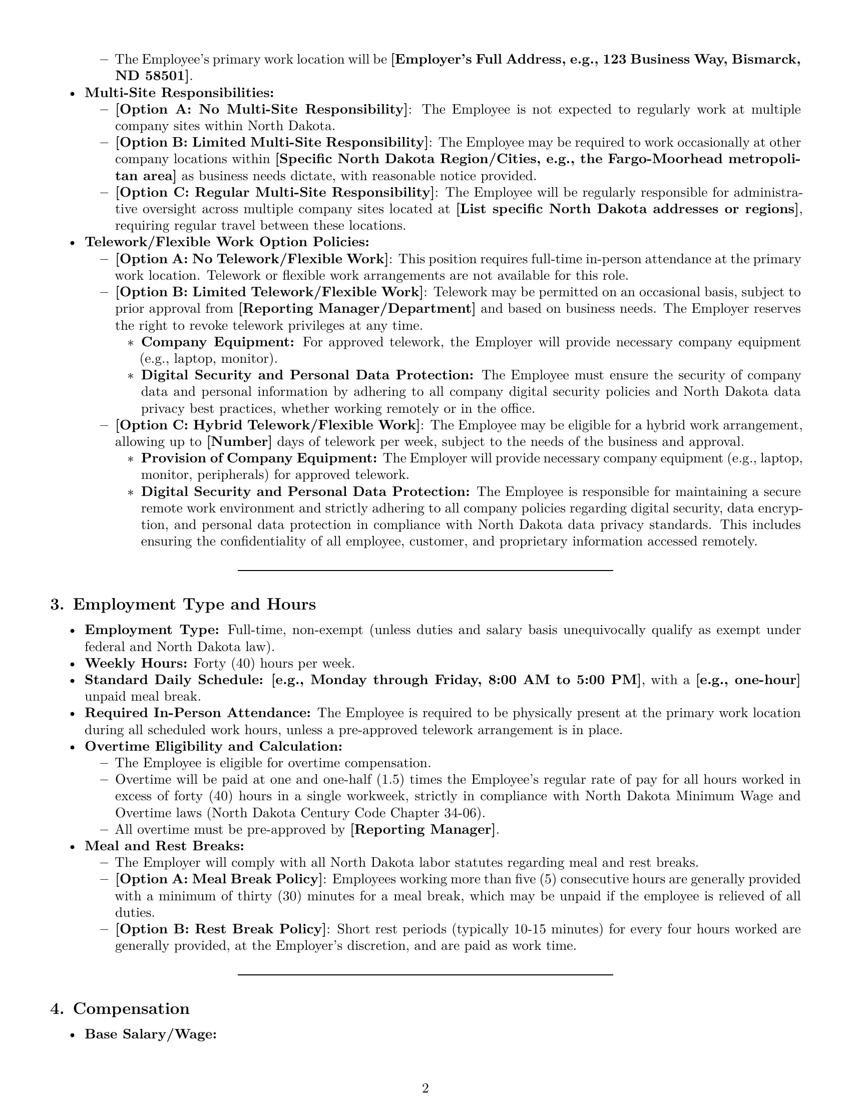 Preview page 2 of Pro North Dakota office manager employment contract template