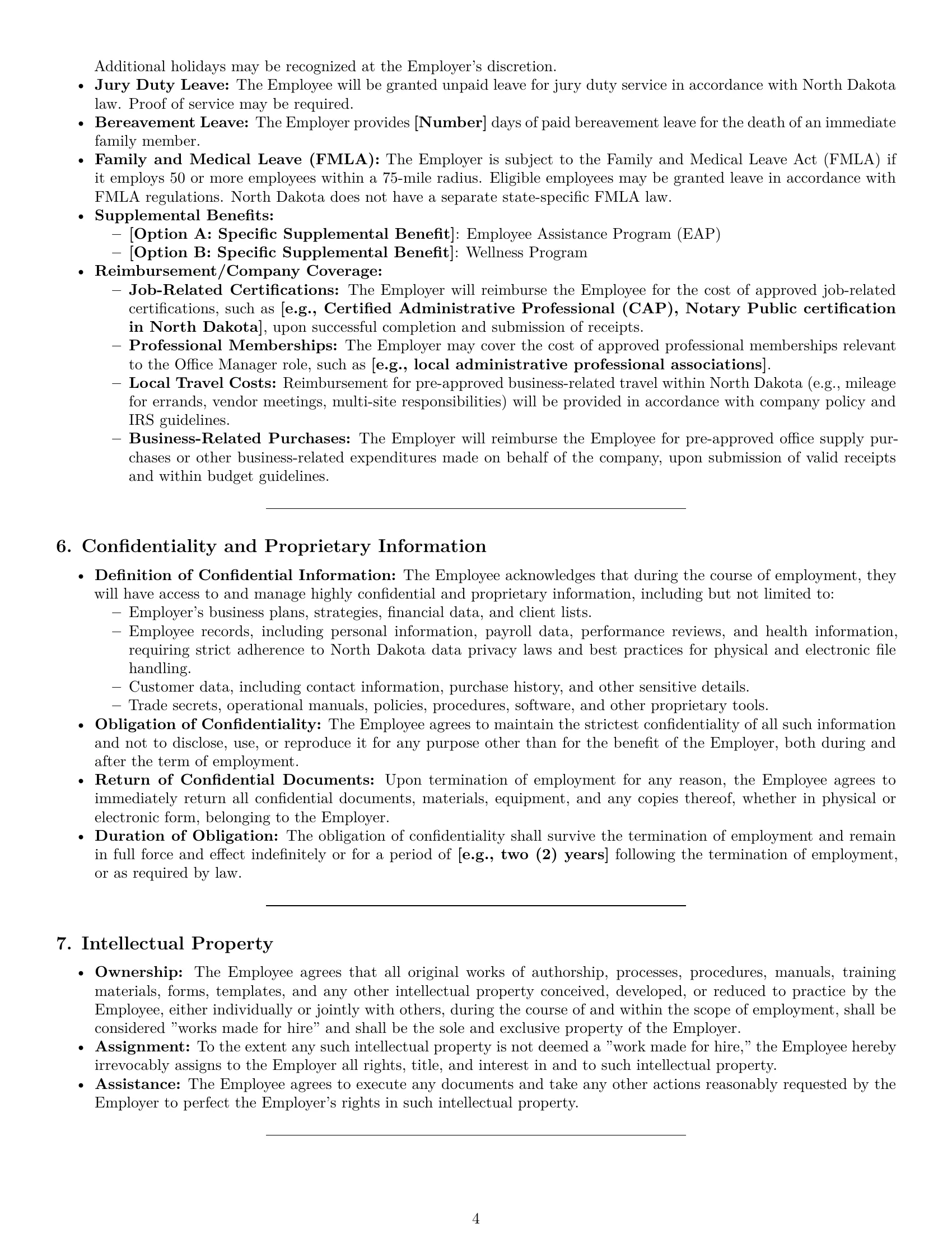 Preview page 4 of Pro North Dakota office manager employment contract template