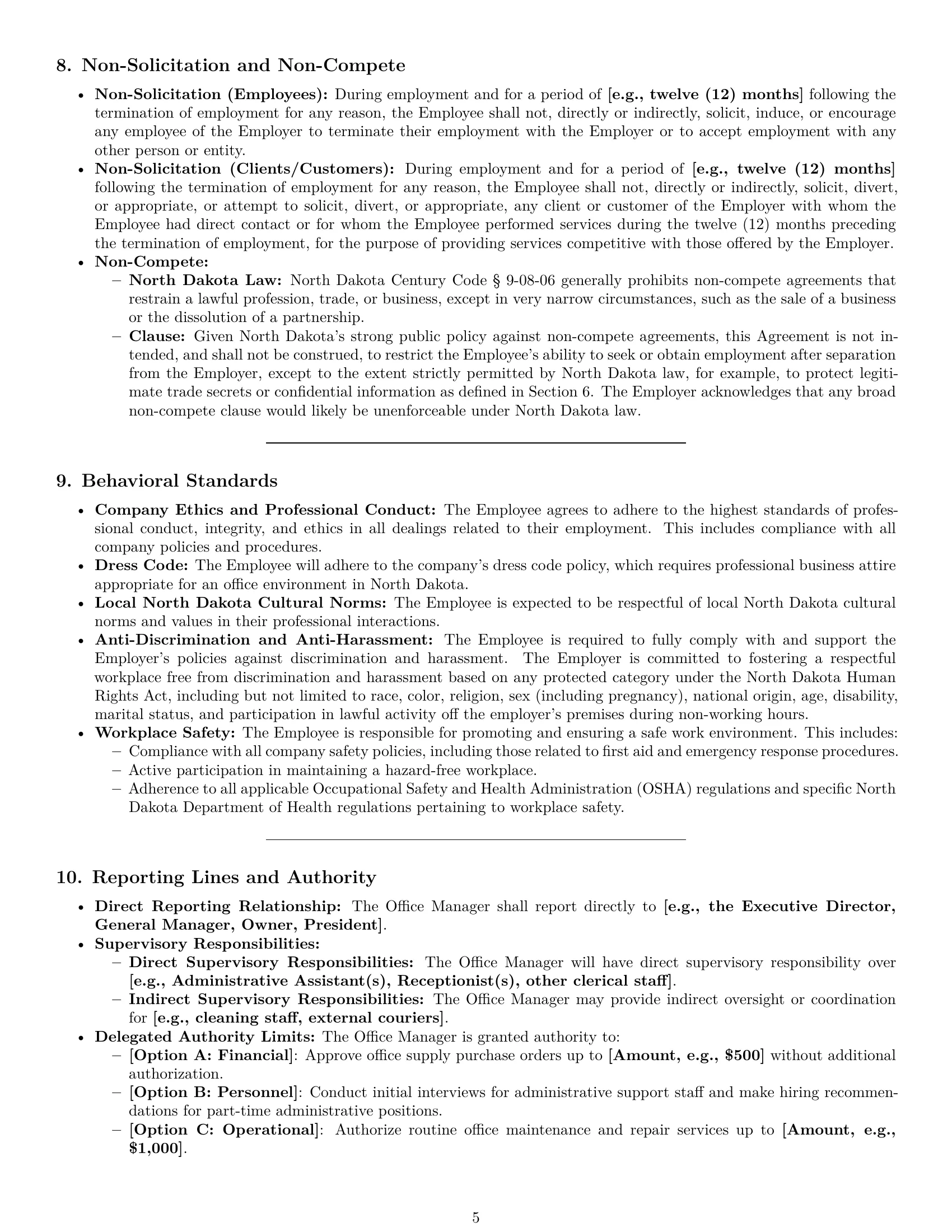 Preview page 5 of Pro North Dakota office manager employment contract template